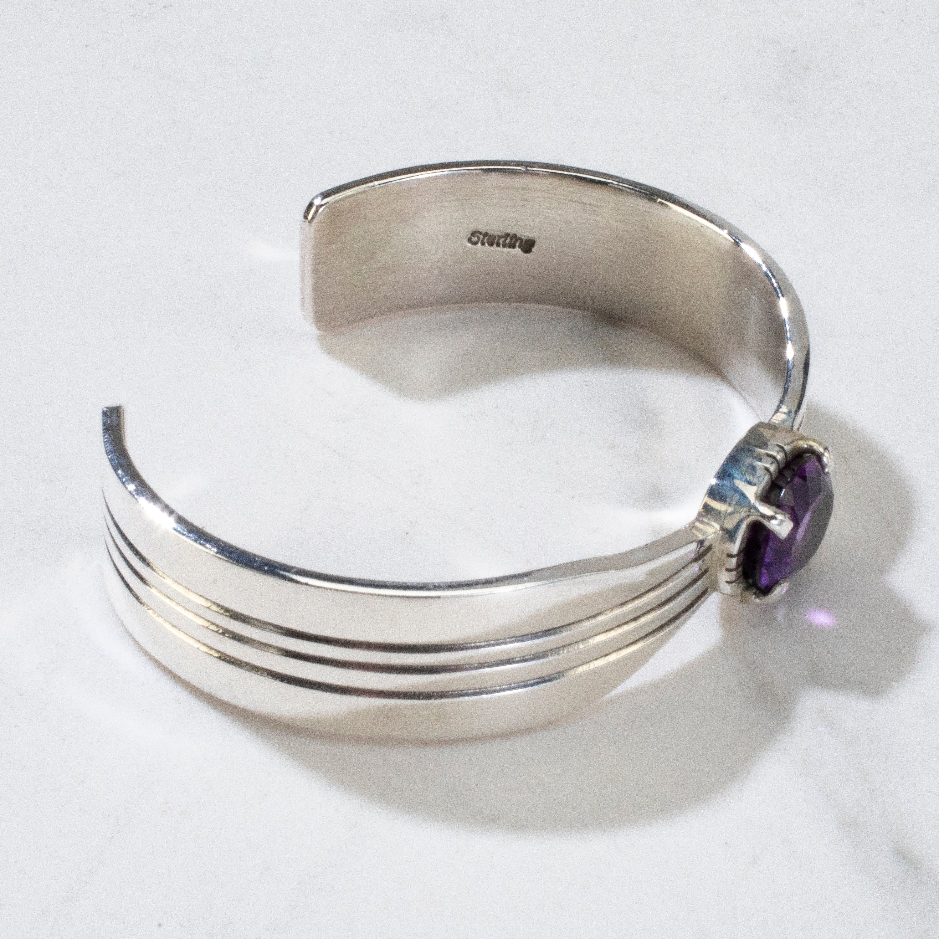 Kalifano Native American Jewelry Amethyst Navajo USA Native American Made 925 Sterling Silver Cuff NAB1000.011