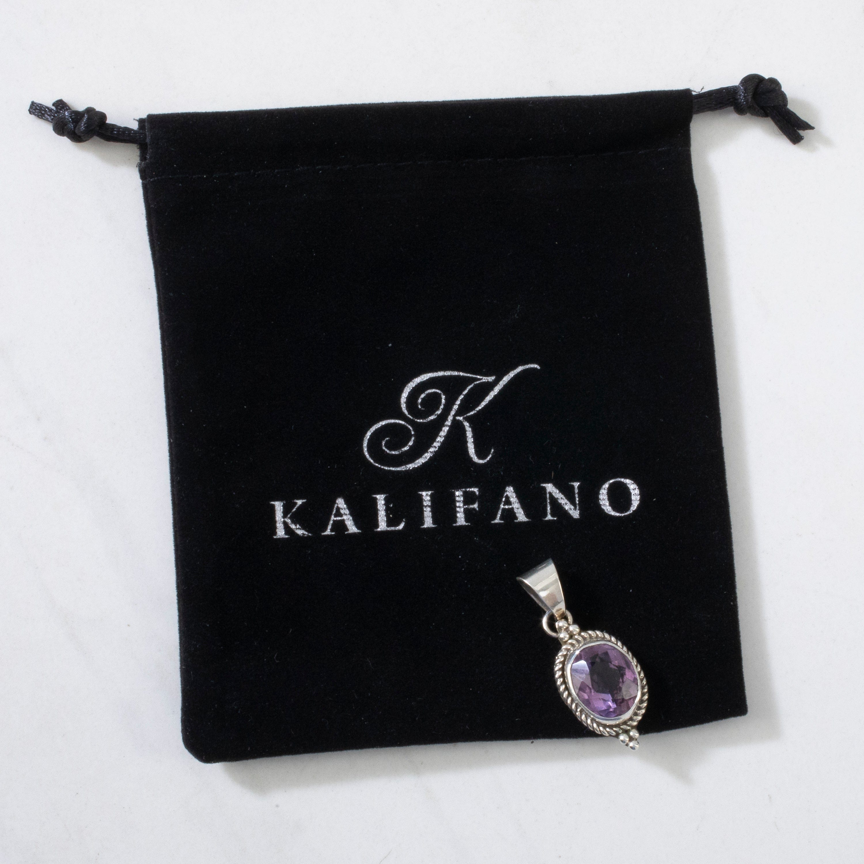 Kalifano Native American Jewelry Amethyst Navajo USA Native American Made 925 Sterling Silver Pendant NAN400.014