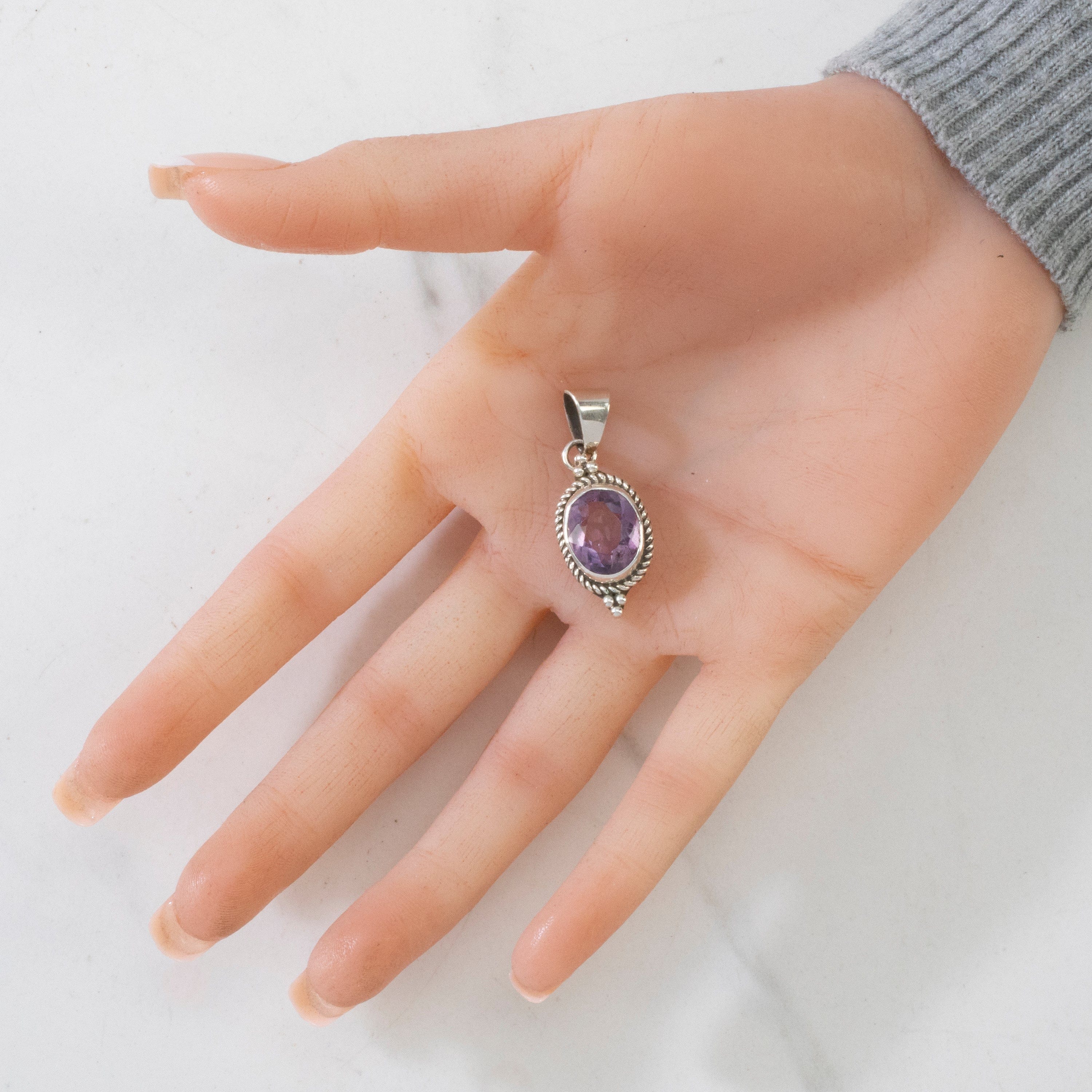 Kalifano Native American Jewelry Amethyst Navajo USA Native American Made 925 Sterling Silver Pendant NAN400.014