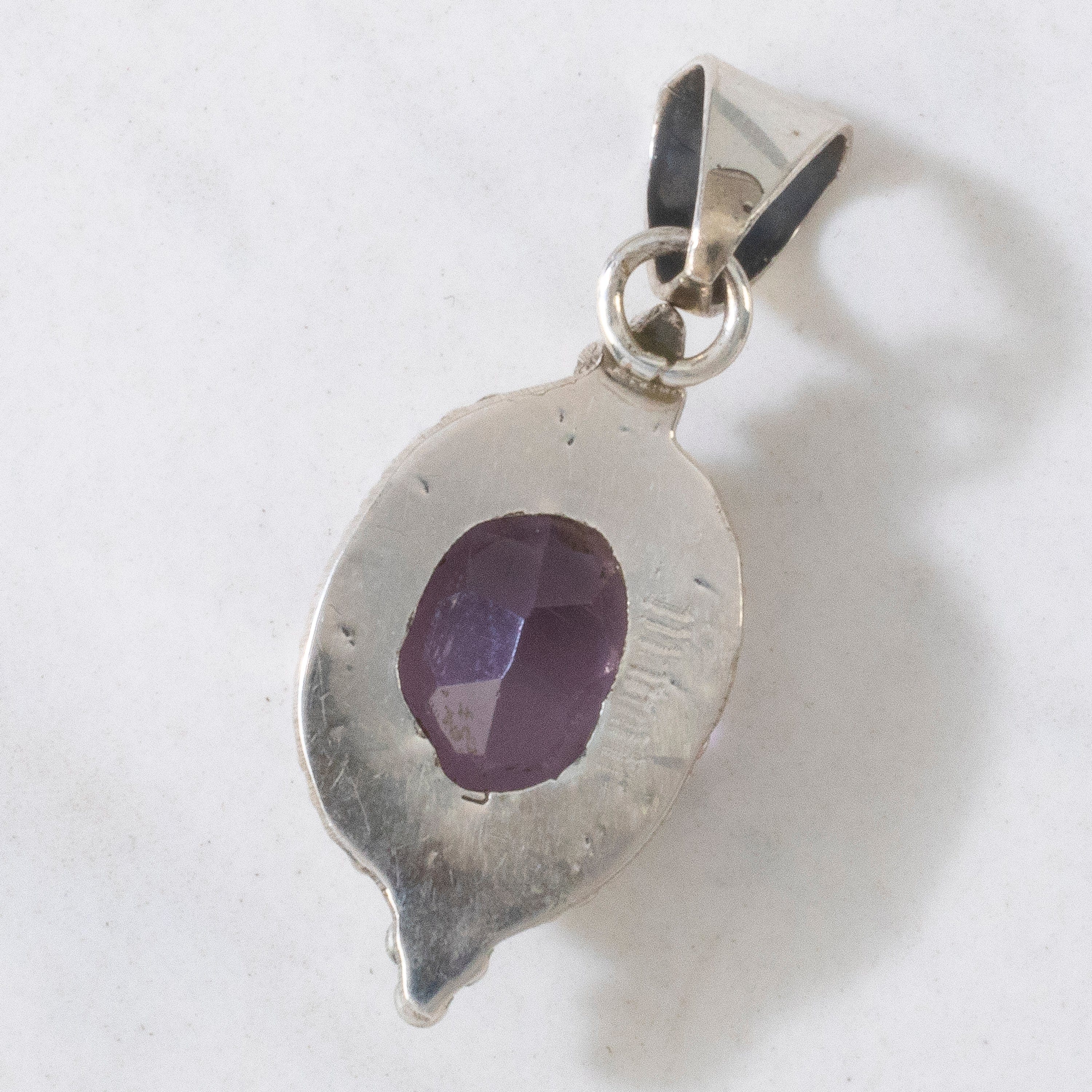 Kalifano Native American Jewelry Amethyst Navajo USA Native American Made 925 Sterling Silver Pendant NAN400.014