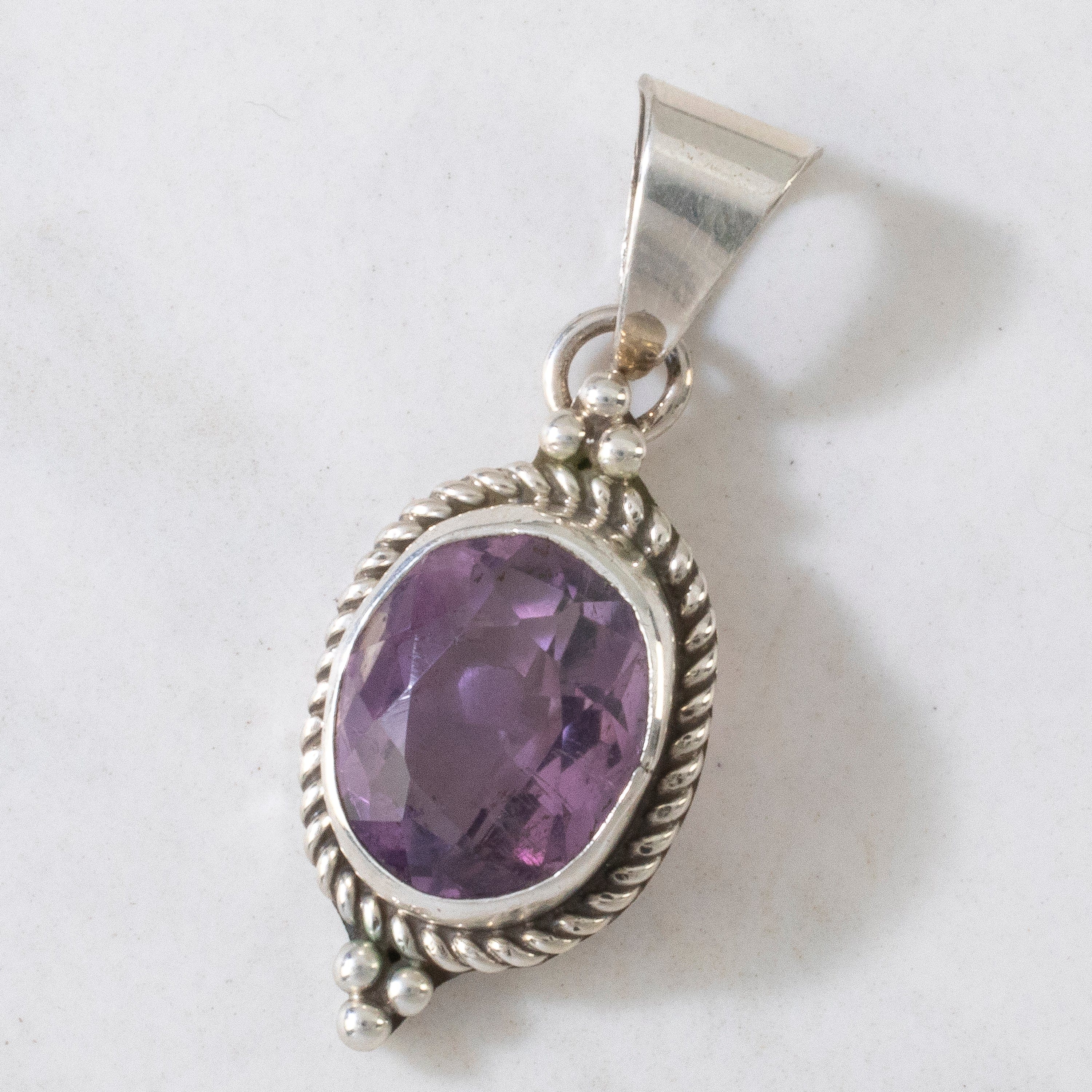 Kalifano Native American Jewelry Amethyst Navajo USA Native American Made 925 Sterling Silver Pendant NAN400.014