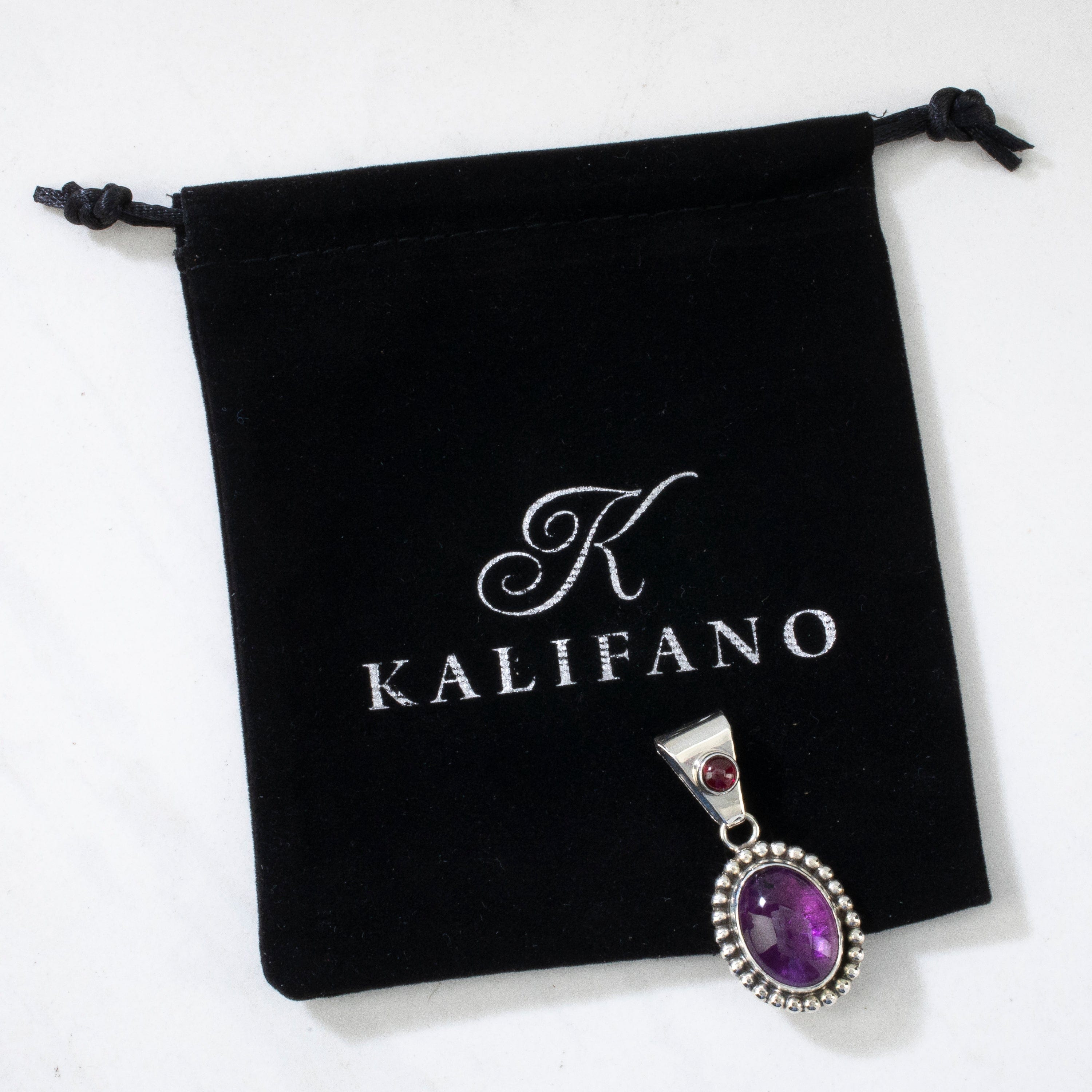 Kalifano Native American Jewelry Amethyst USA Native American Made 925 Sterling Silver Pendant NAN500.013