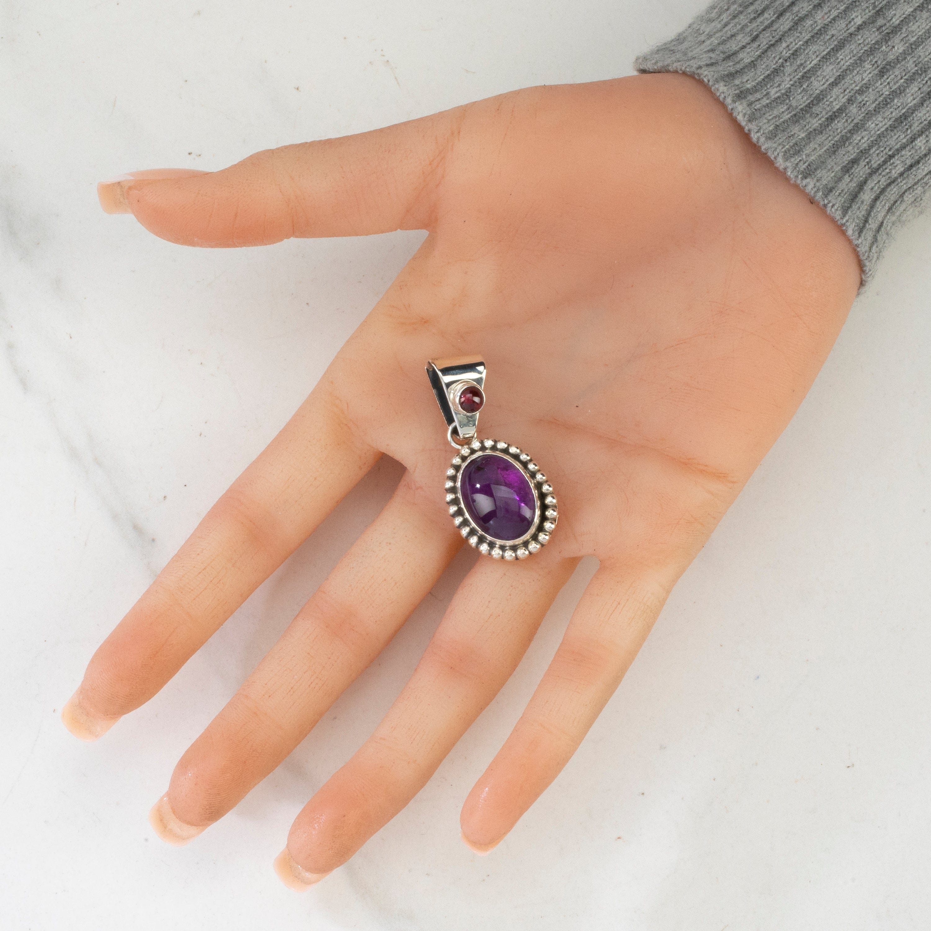 Kalifano Native American Jewelry Amethyst USA Native American Made 925 Sterling Silver Pendant NAN500.013