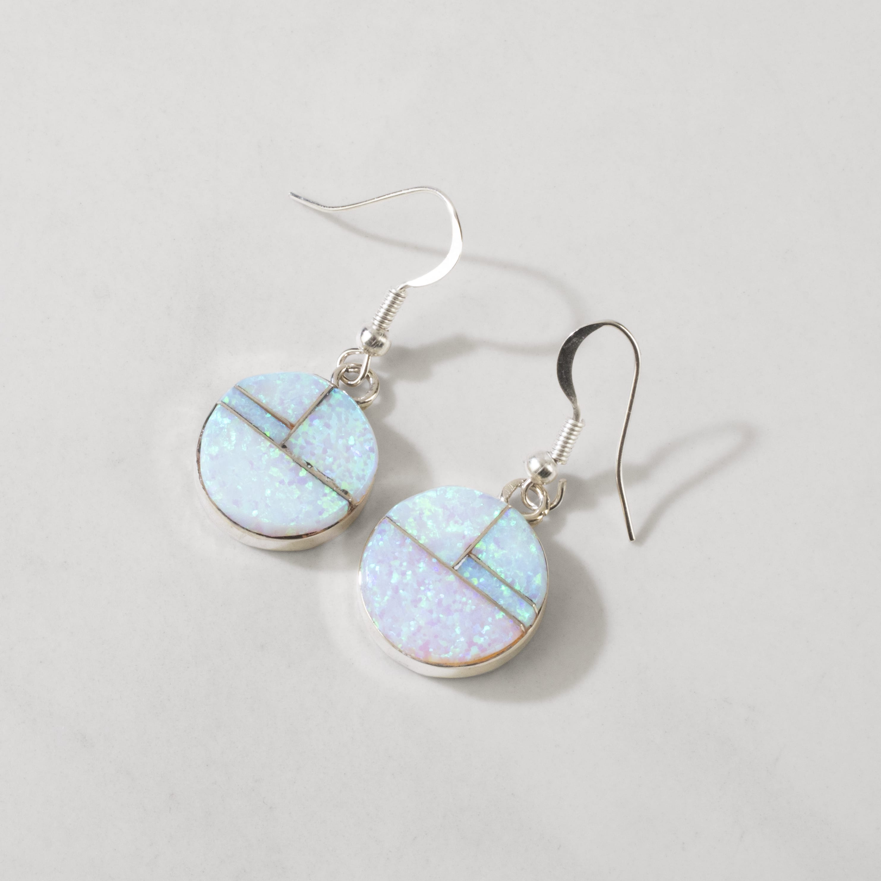 Kalifano Native American Jewelry Arnold Yazzie White Opal Navajo USA Native American Made 925 Sterling Silver Earrings with French Hook NAE250.020