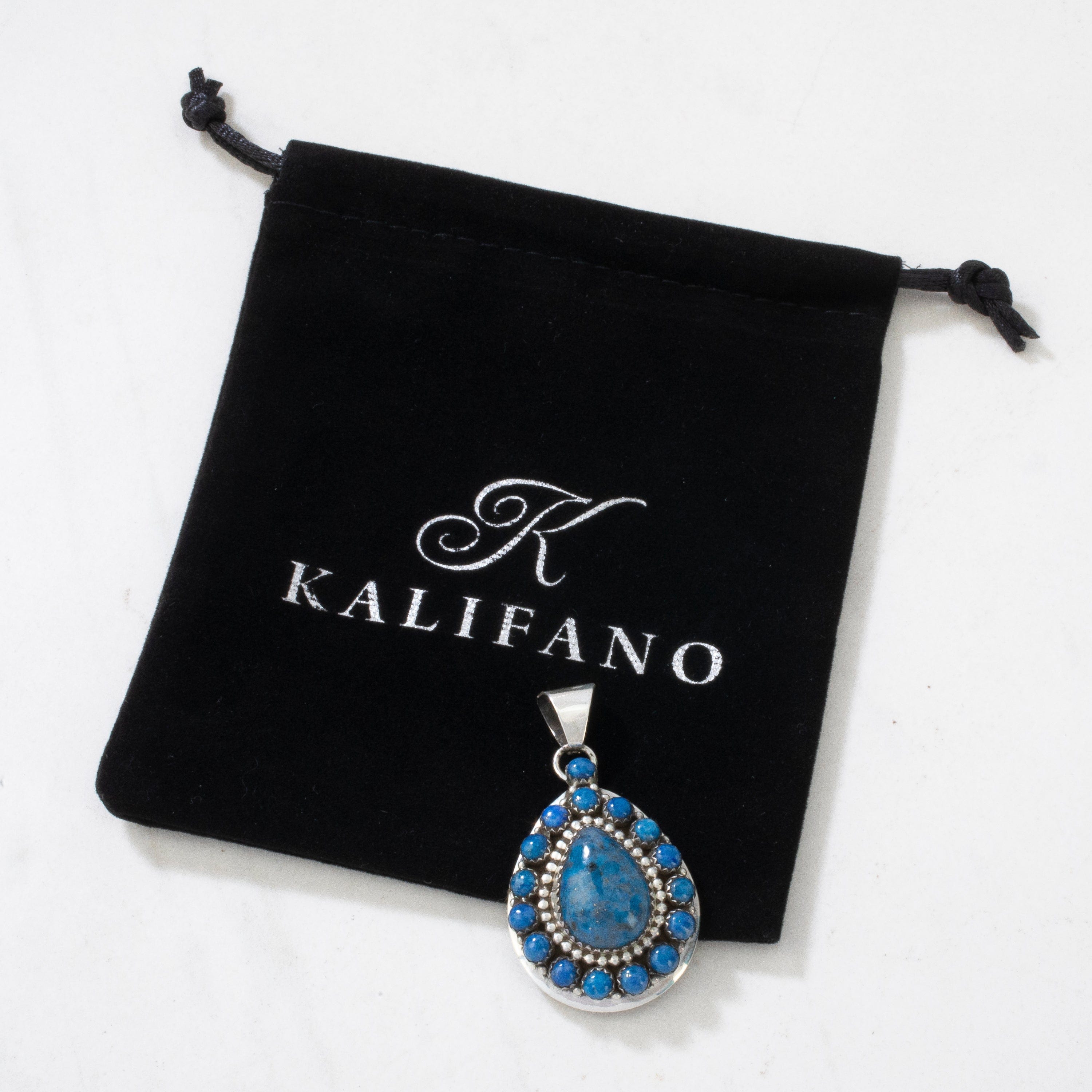 KALIFANO | Bea Tom Denim Lapis USA Navajo Made 925 Silver Pendant