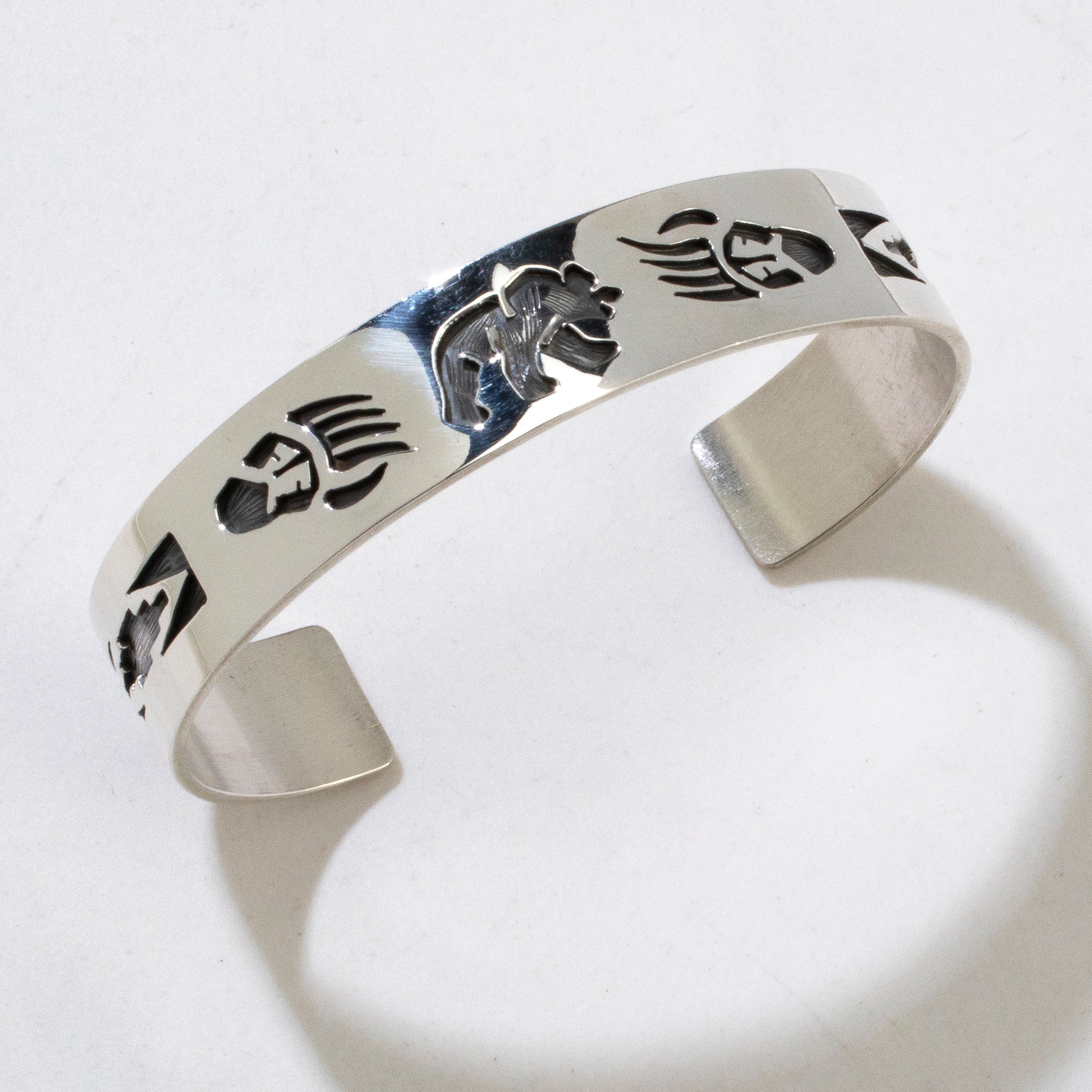 Kalifano Native American Jewelry Bear Paw & Bear Navajo USA Native American Made 925 Sterling Silver Cuff NAB800.044