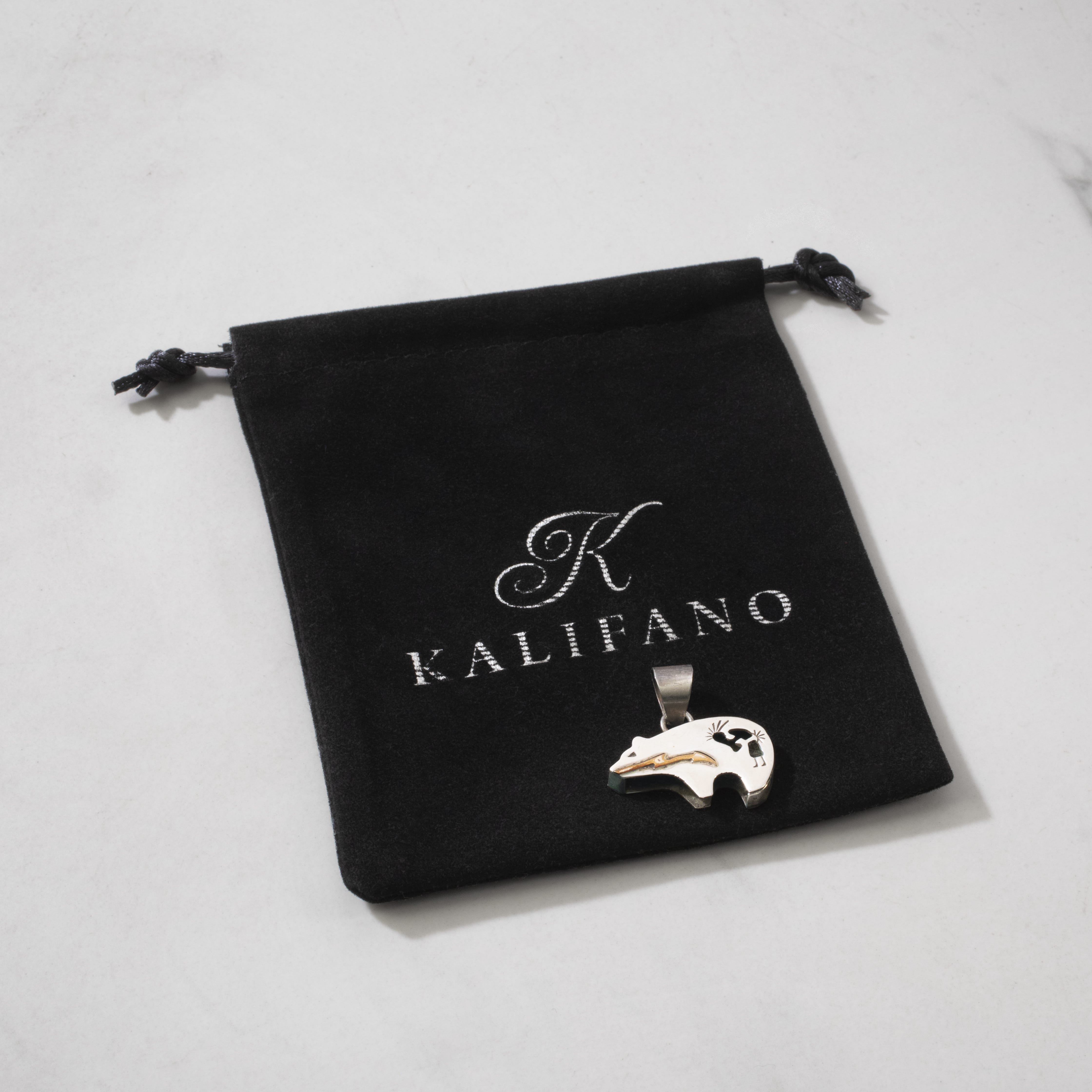 Kalifano Native American Jewelry Bear with Heartline USA Native American Made 925 Sterling Silver Pendant NAN400.028