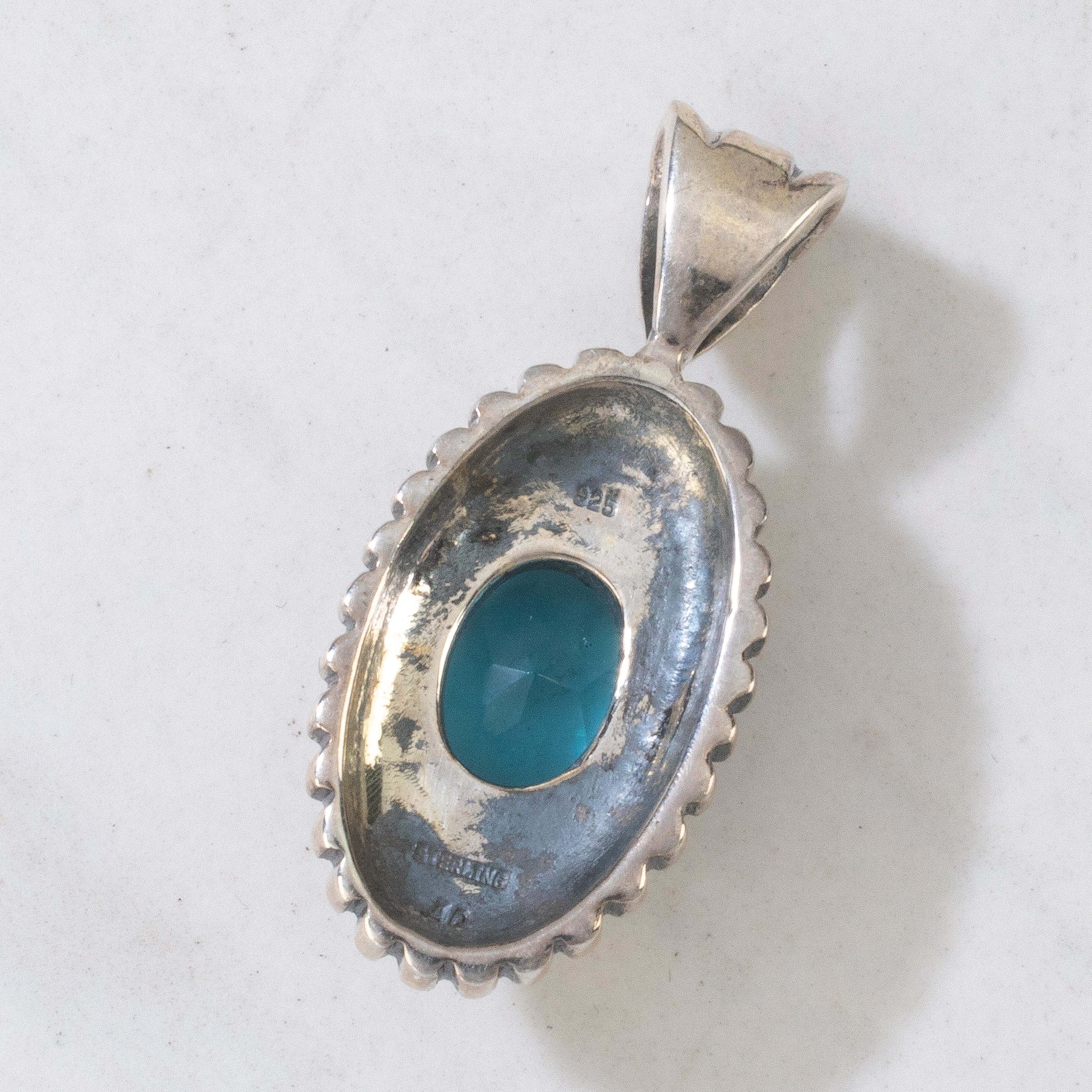 Kalifano Native American Jewelry Blue Topaz USA Native American Made 925 Sterling Silver Pendant NAN400.023