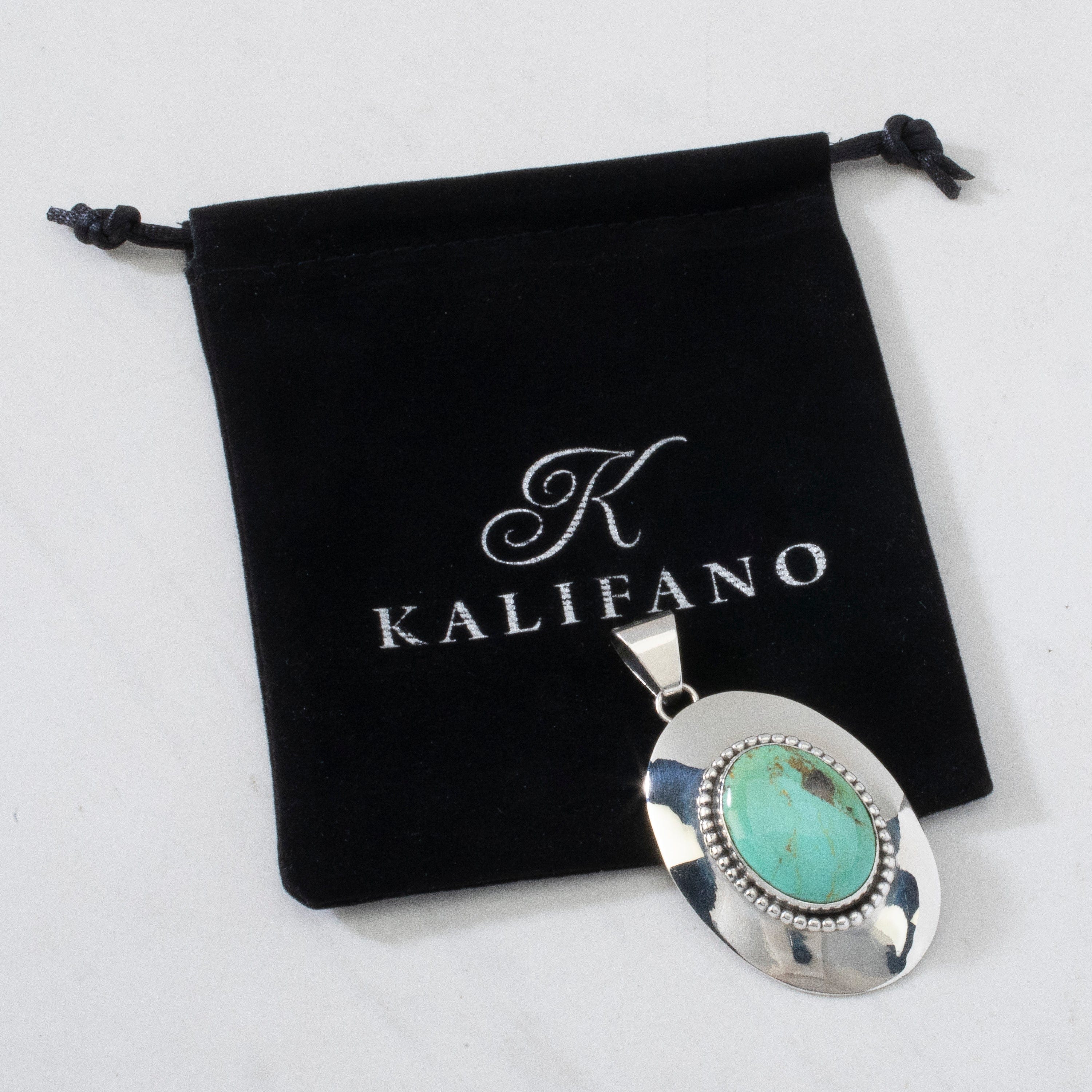 Kalifano Native American Jewelry Bobby Johnson Turquoise USA Native American Made 925 Sterling Silver Pendant NAN600.032