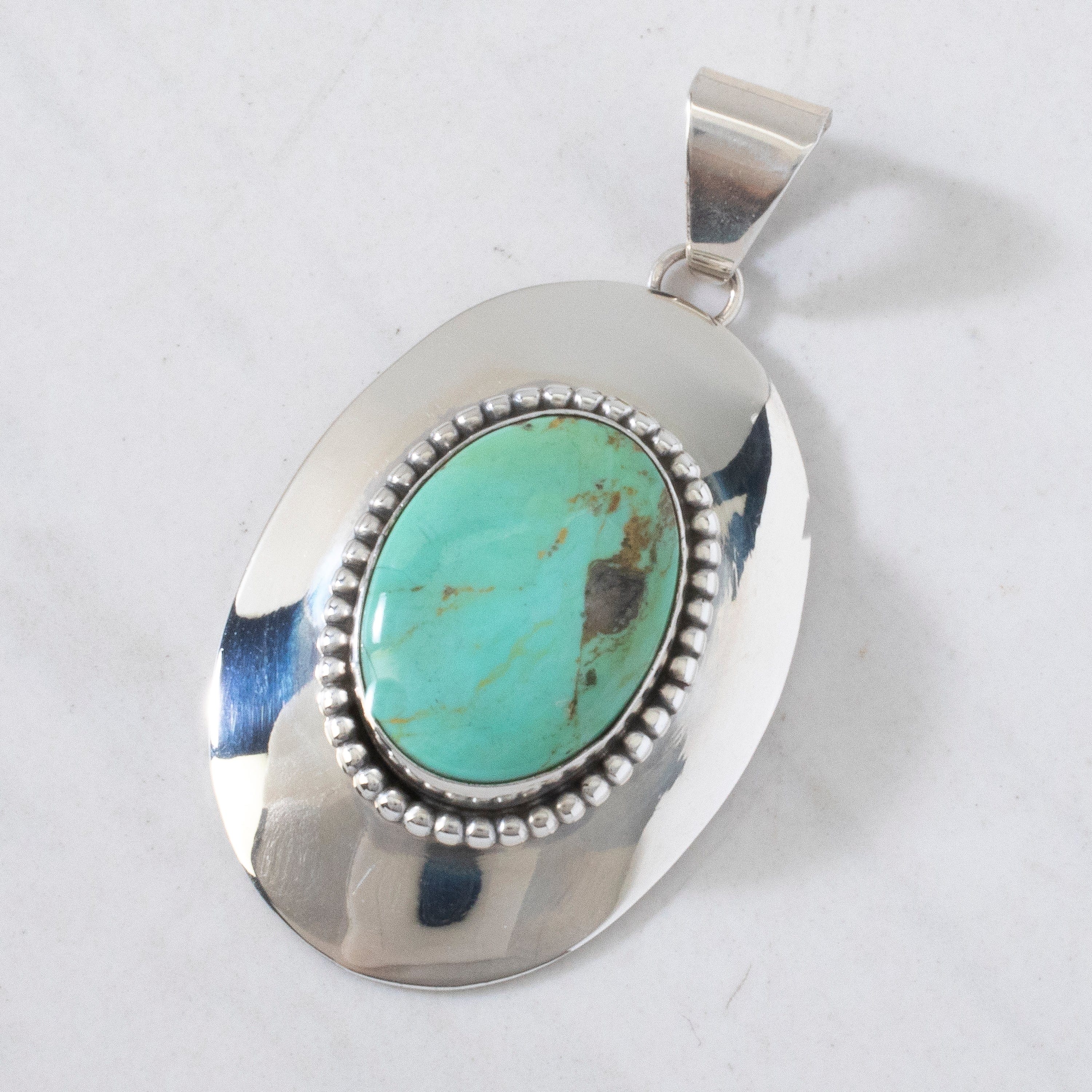 Kalifano Native American Jewelry Bobby Johnson Turquoise USA Native American Made 925 Sterling Silver Pendant NAN600.032