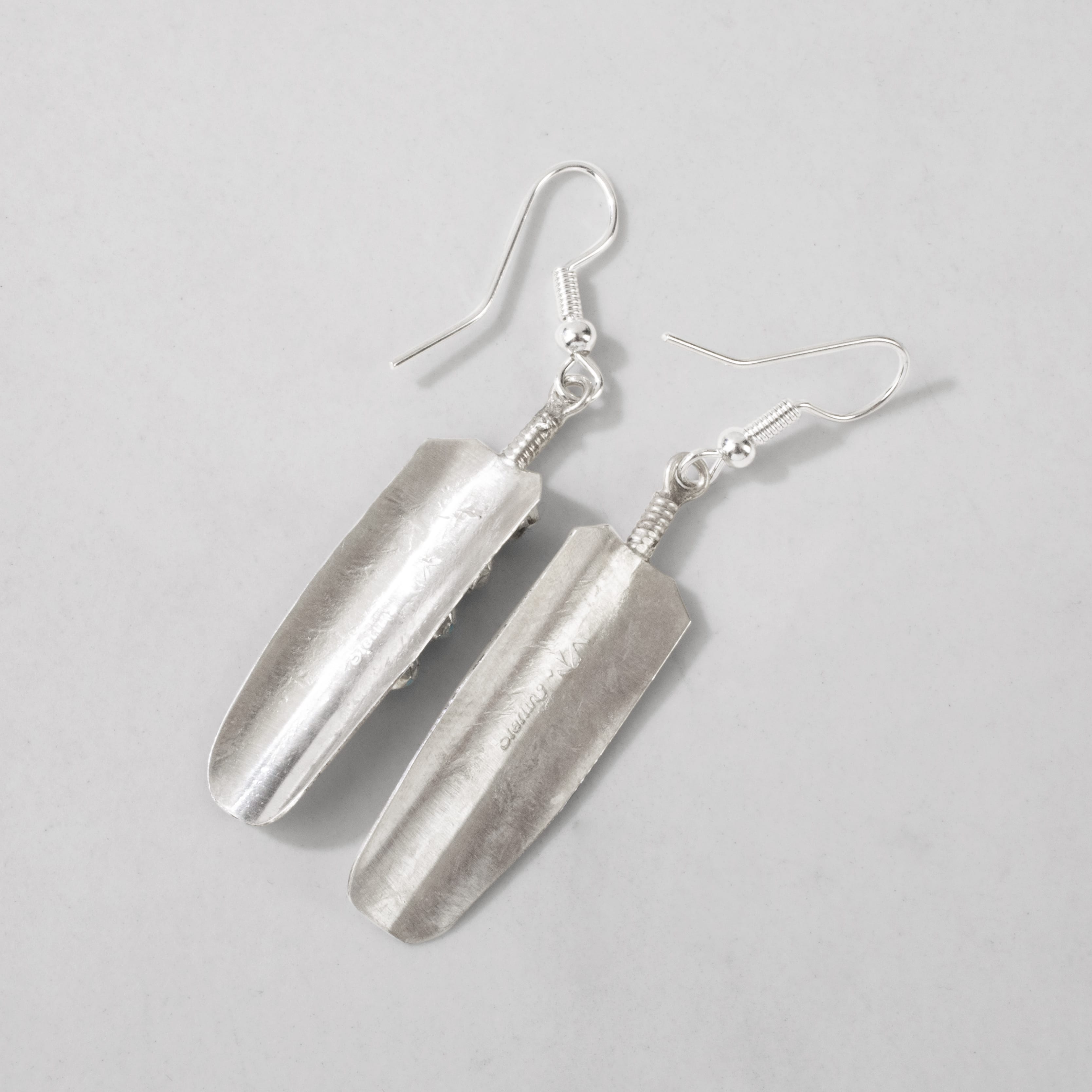 Kalifano Native American Jewelry Chester Charley Kingman Turquoise Feather Navajo USA Native American Made 925 Sterling Silver Earrings with French Hook NAE250.021