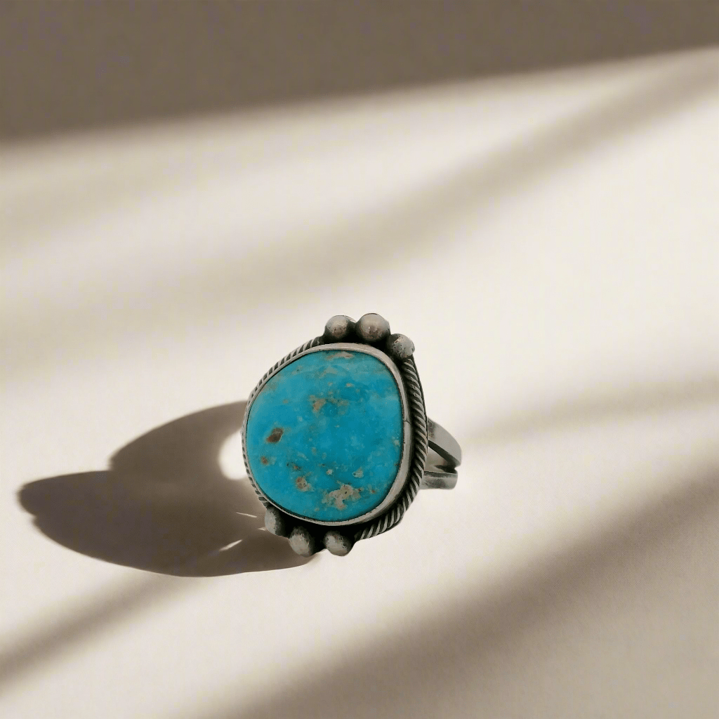 Kalifano Native American Jewelry Eli Skeets Kingman Turquoise Navajo USA Native American Made 925 Sterling Silver Ring