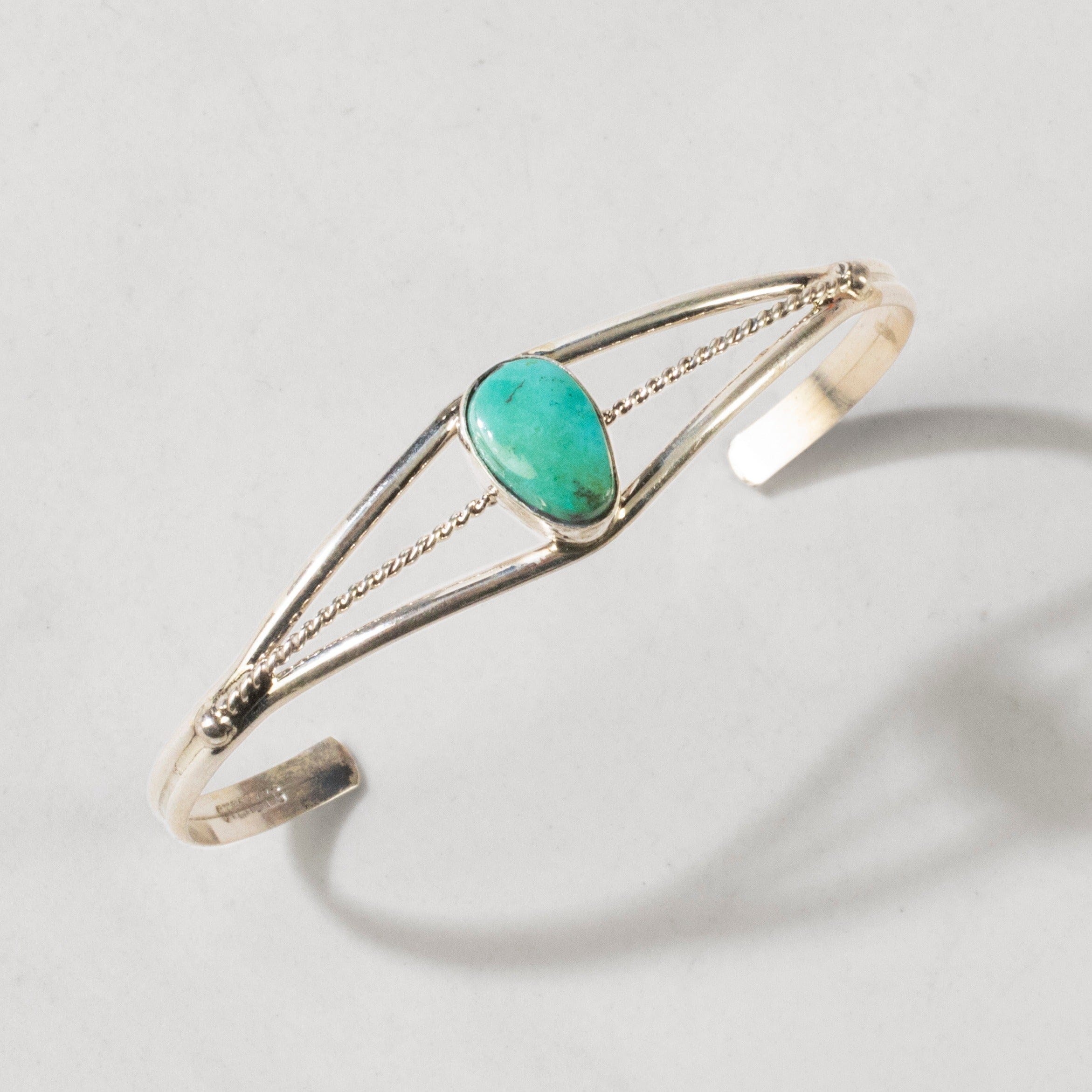 Kalifano Native American Jewelry Esther White Kingman Turquoise Navajo USA Native American Made 925 Sterling Silver Cuff NAB350.004