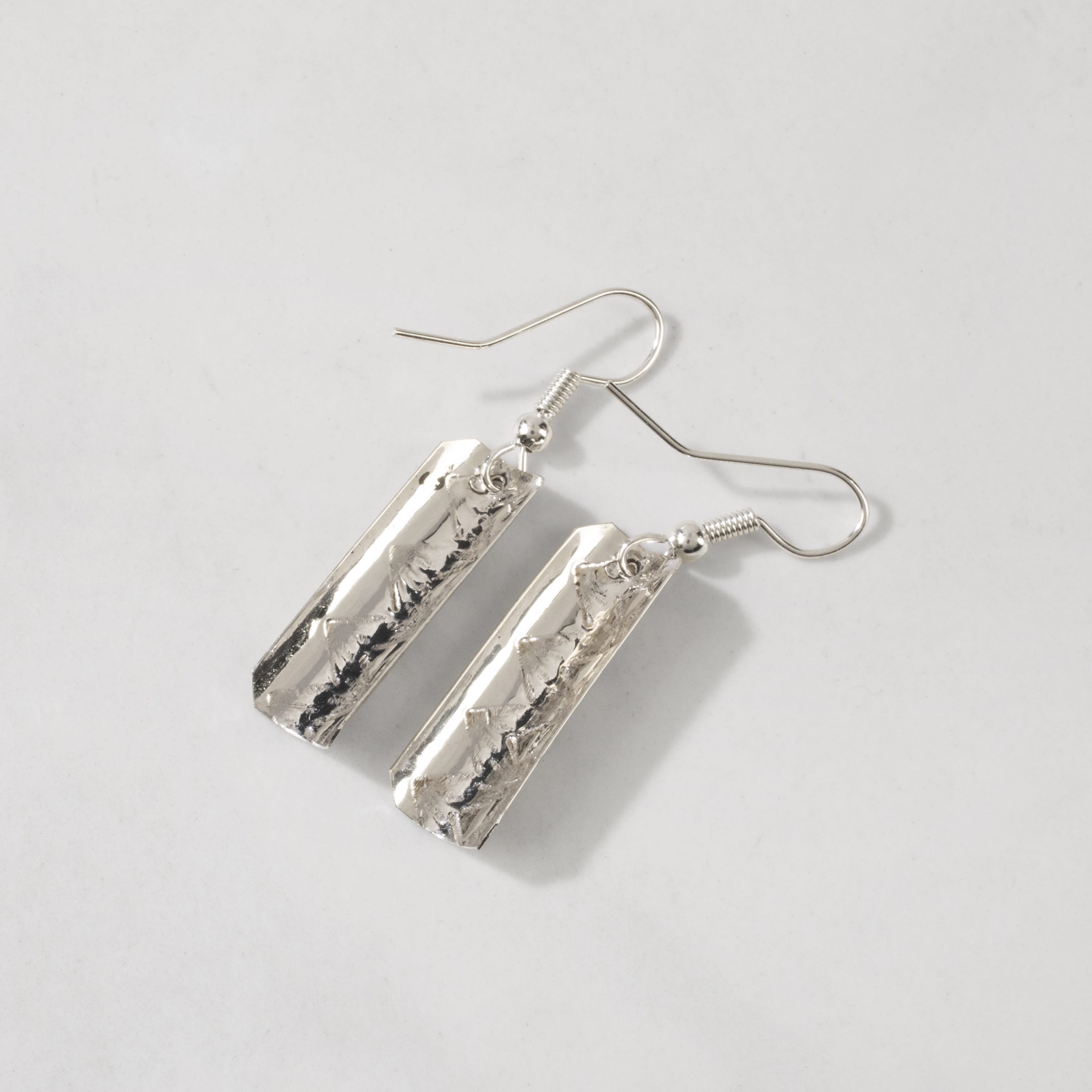Kalifano Native American Jewelry Florence Tahe Rectangle Dangle Navajo USA Native American Made 925 Sterling Silver Earrings with French Hook NAE100.011