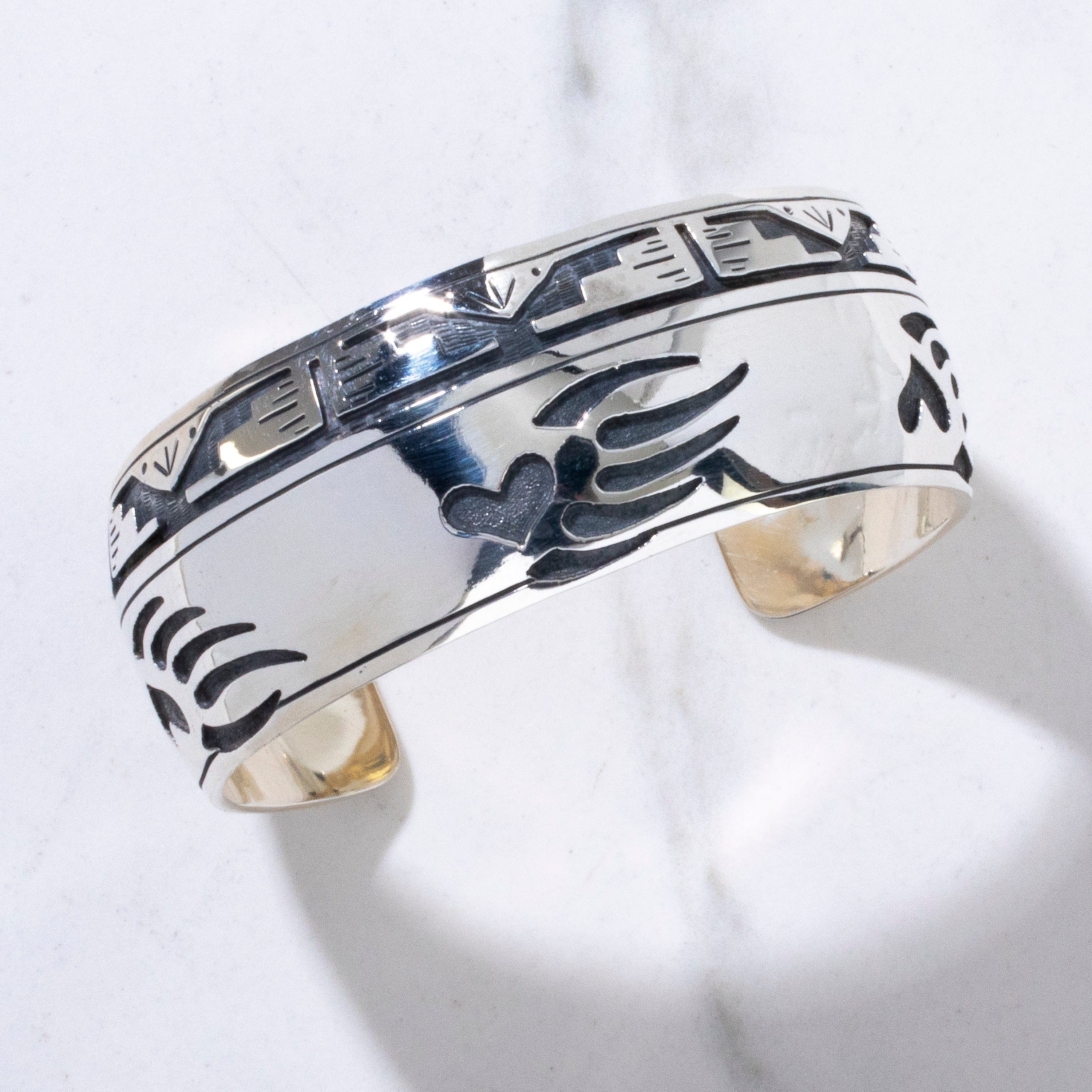 Kalifano Native American Jewelry Hopi USA Native American Made 925 Sterling Silver Cuff NAB900.041