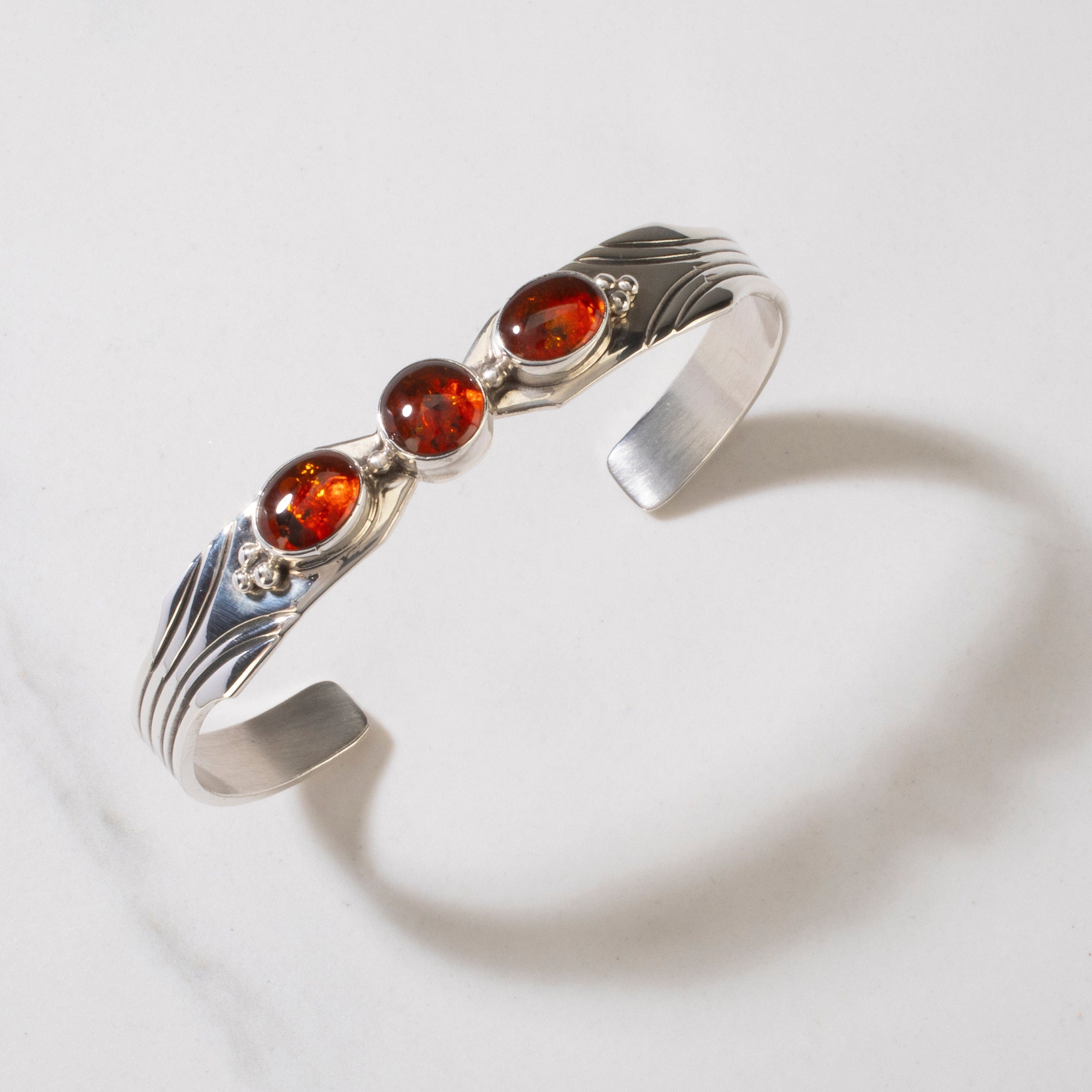 KALIFANO | Joe Begay Amber Navajo USA Native Made 925 Silver Cuff