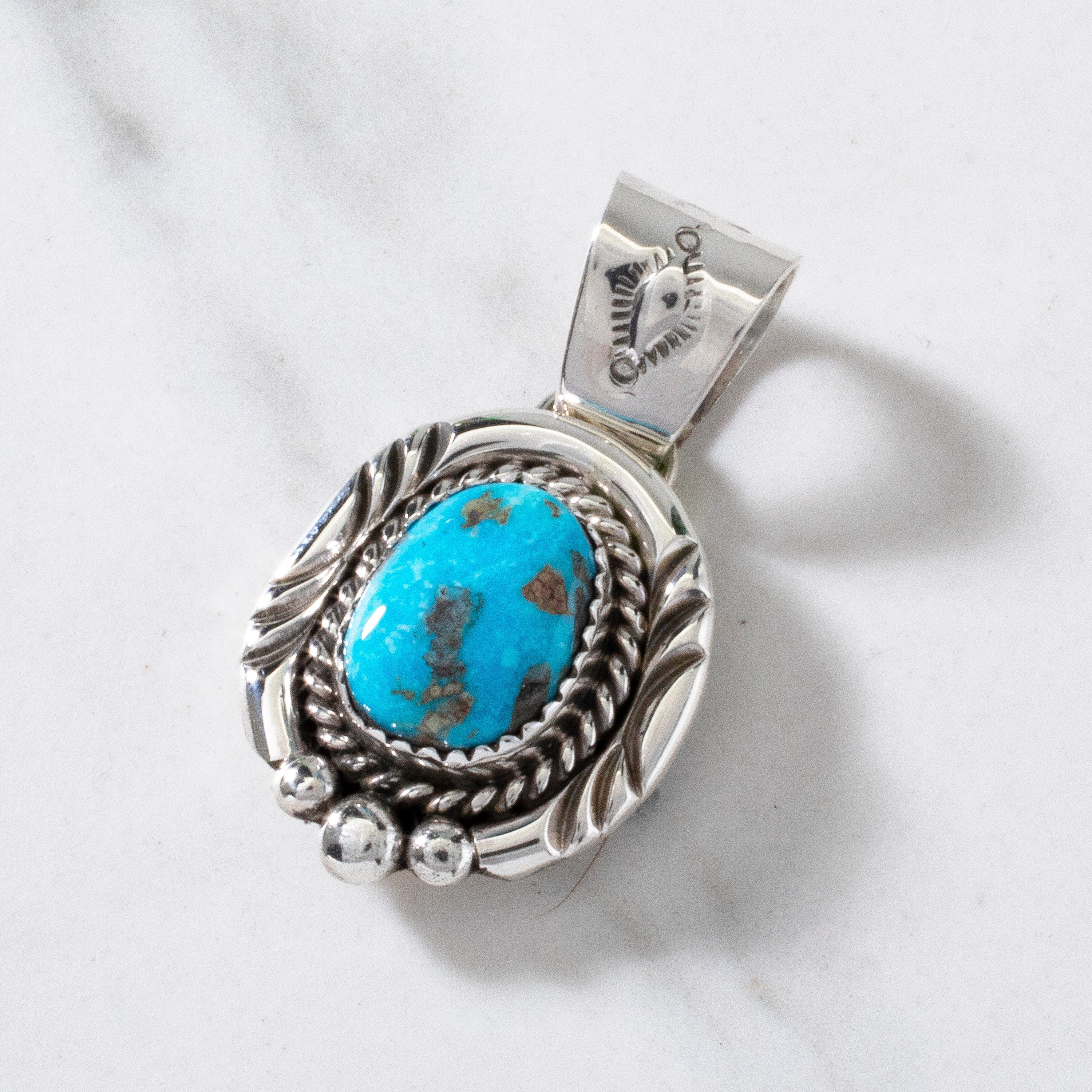 KALIFANO Sleeping Beauty Turquoise Native Made 925 Silver Pendant