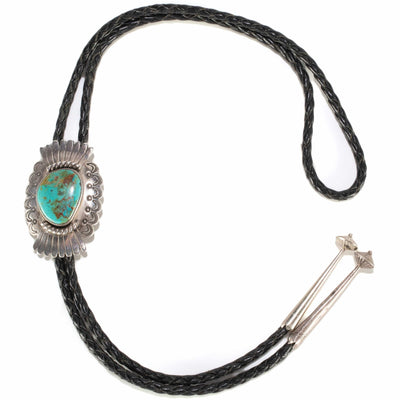 Kalifano Native American Jewelry Kingman Turquoise USA Native American Made 925 Sterling Silver Bolo Tie NABT1000.001
