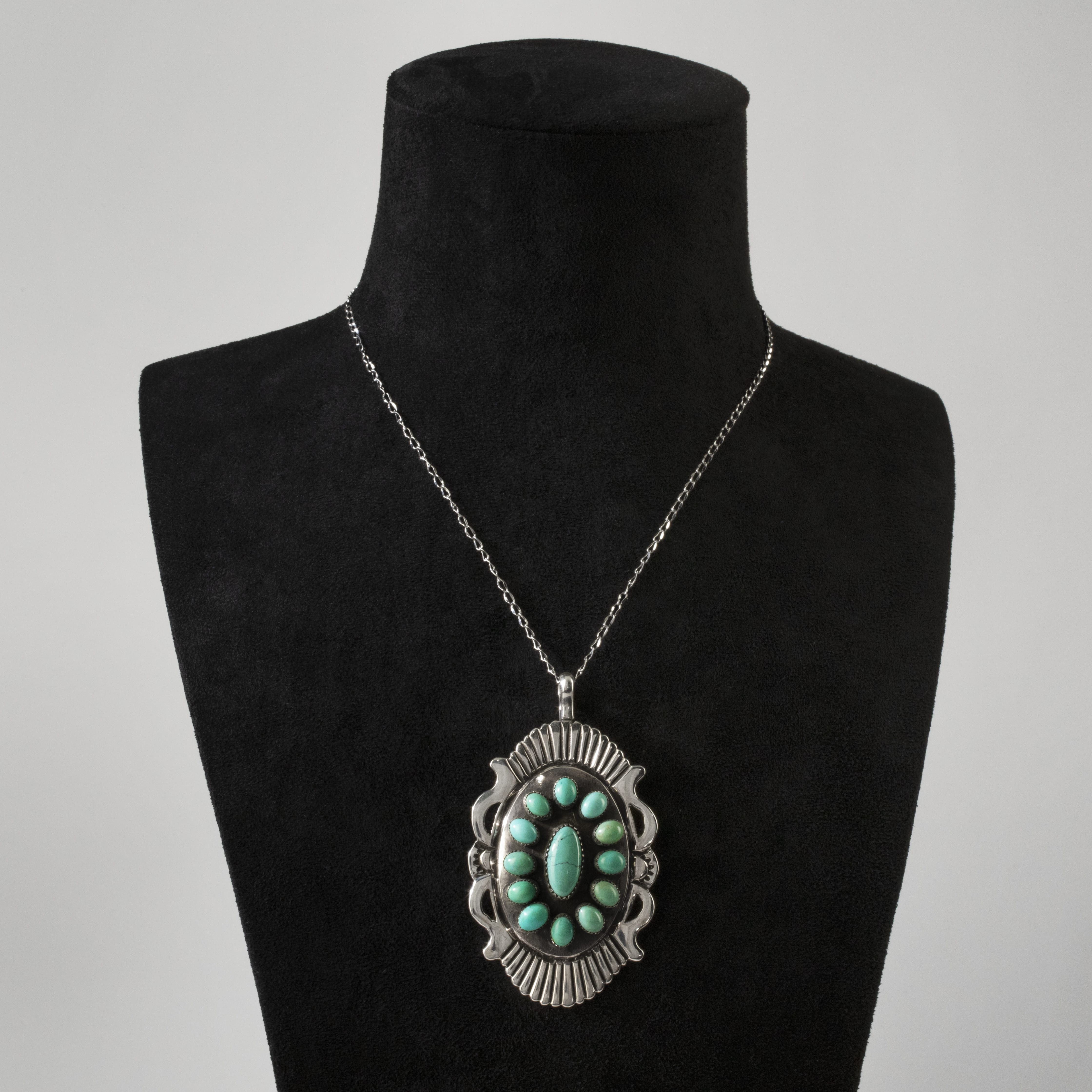 Kalifano Native American Jewelry Kingman Turquoise USA Native American Made 925 Sterling Silver Pendant NAN1200.038
