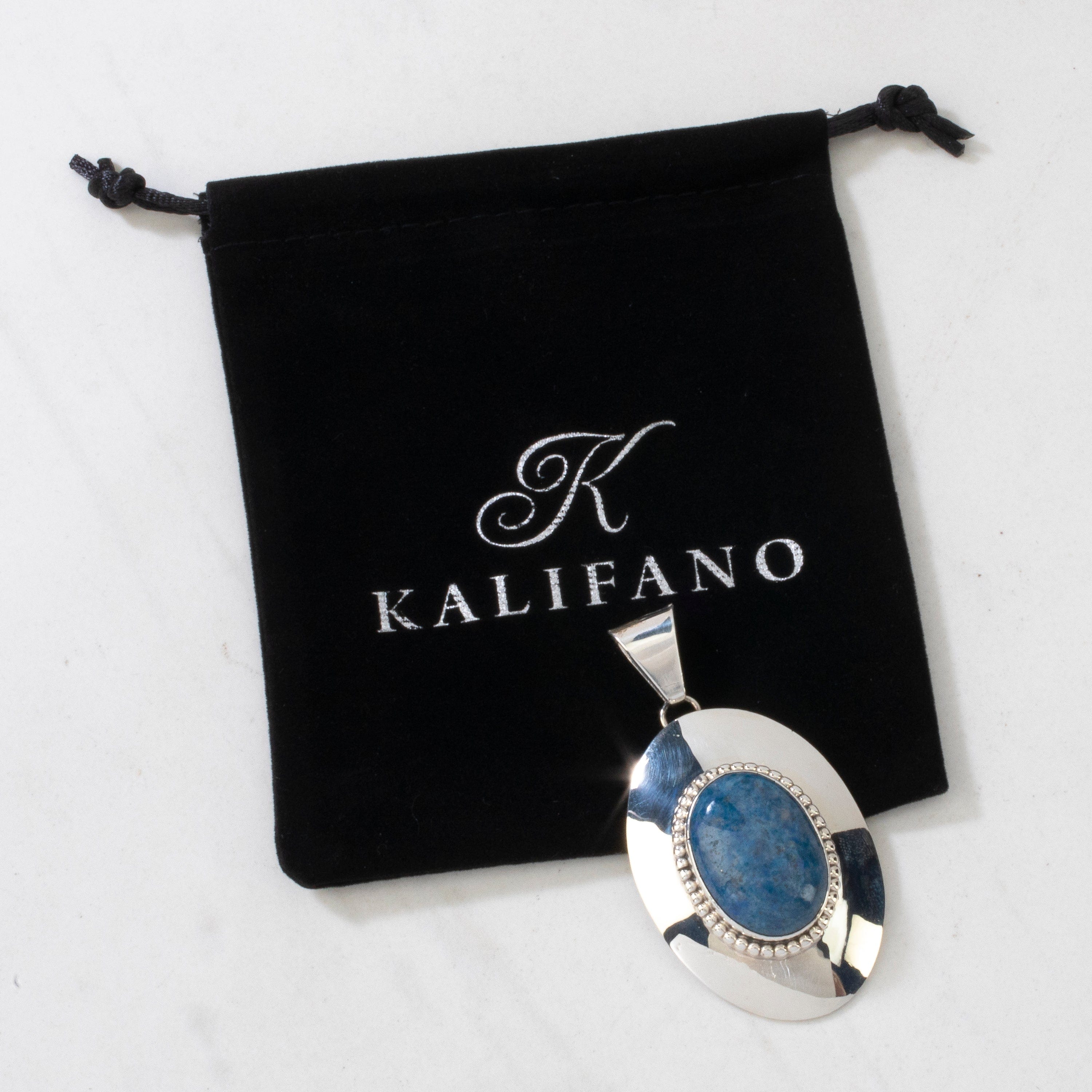 Kalifano Native American Jewelry Leonard James Denim Lapis Navajo USA Native American Made 925 Sterling Silver Pendant NAN650.004