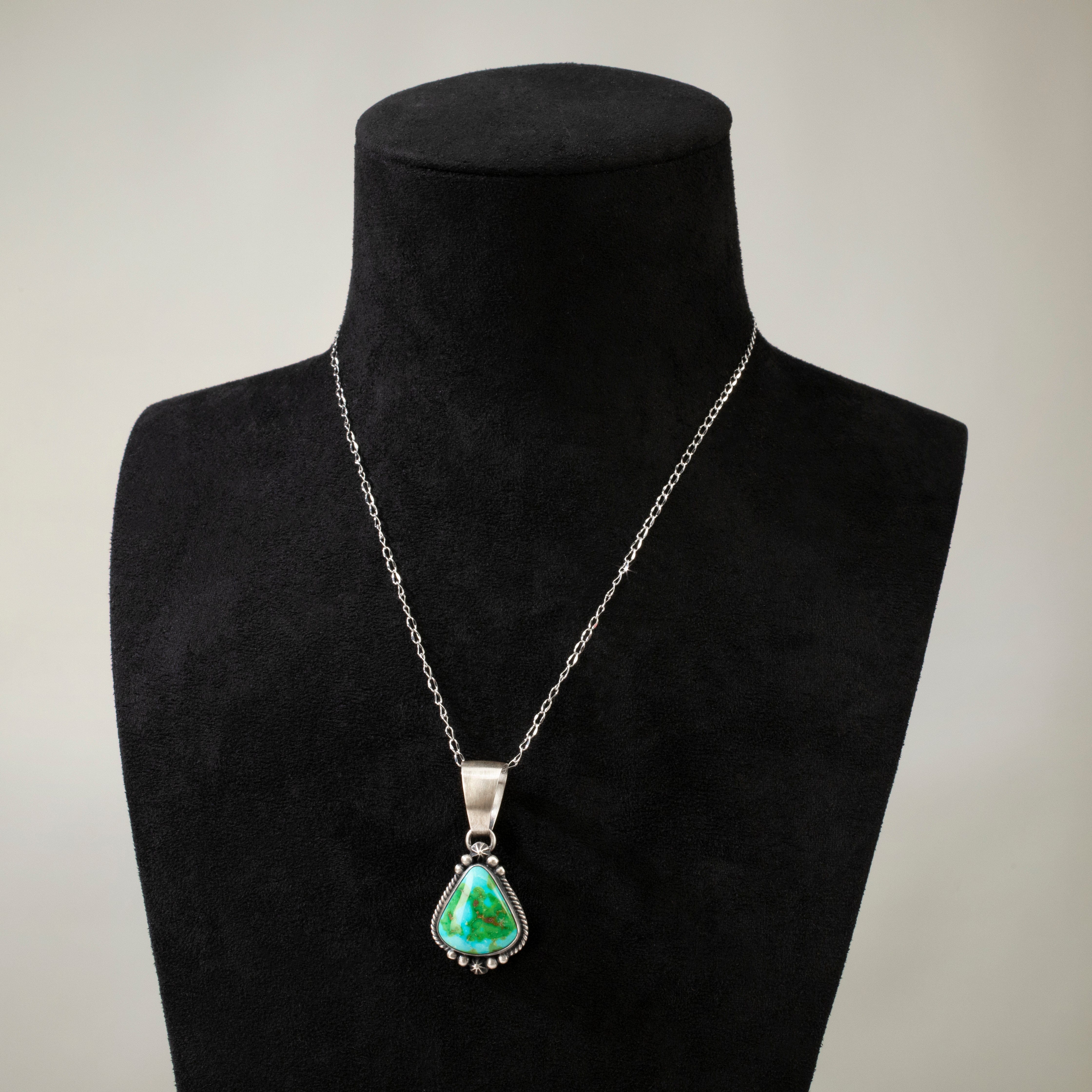 Kalifano Native American Jewelry Loretta Delgarito Sonoran Gold Turquoise Navajo USA Native American Made 925 Sterling Silver Pendant NAN1500.027