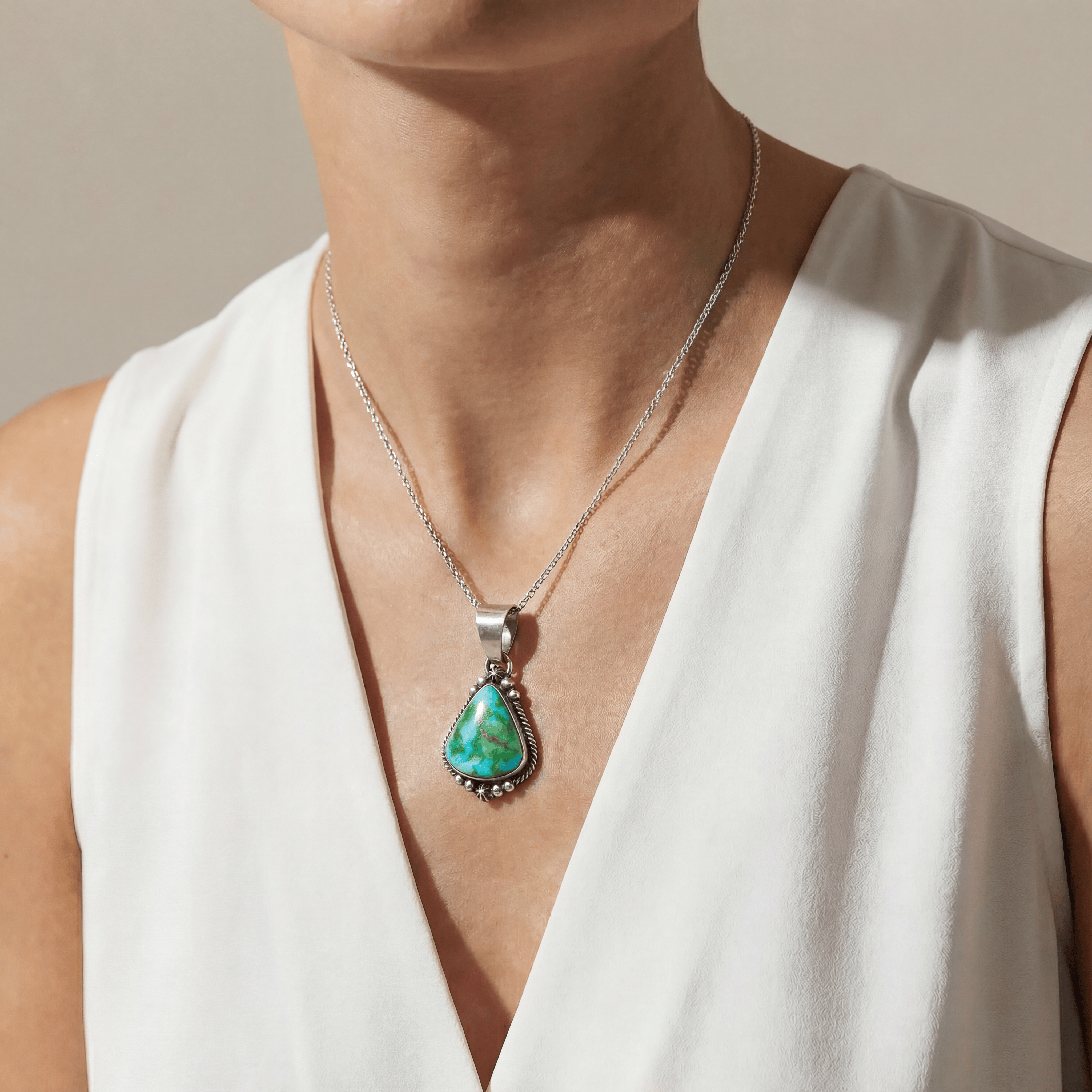 Kalifano Native American Jewelry Loretta Delgarito Sonoran Gold Turquoise Navajo USA Native American Made 925 Sterling Silver Pendant NAN1500.027