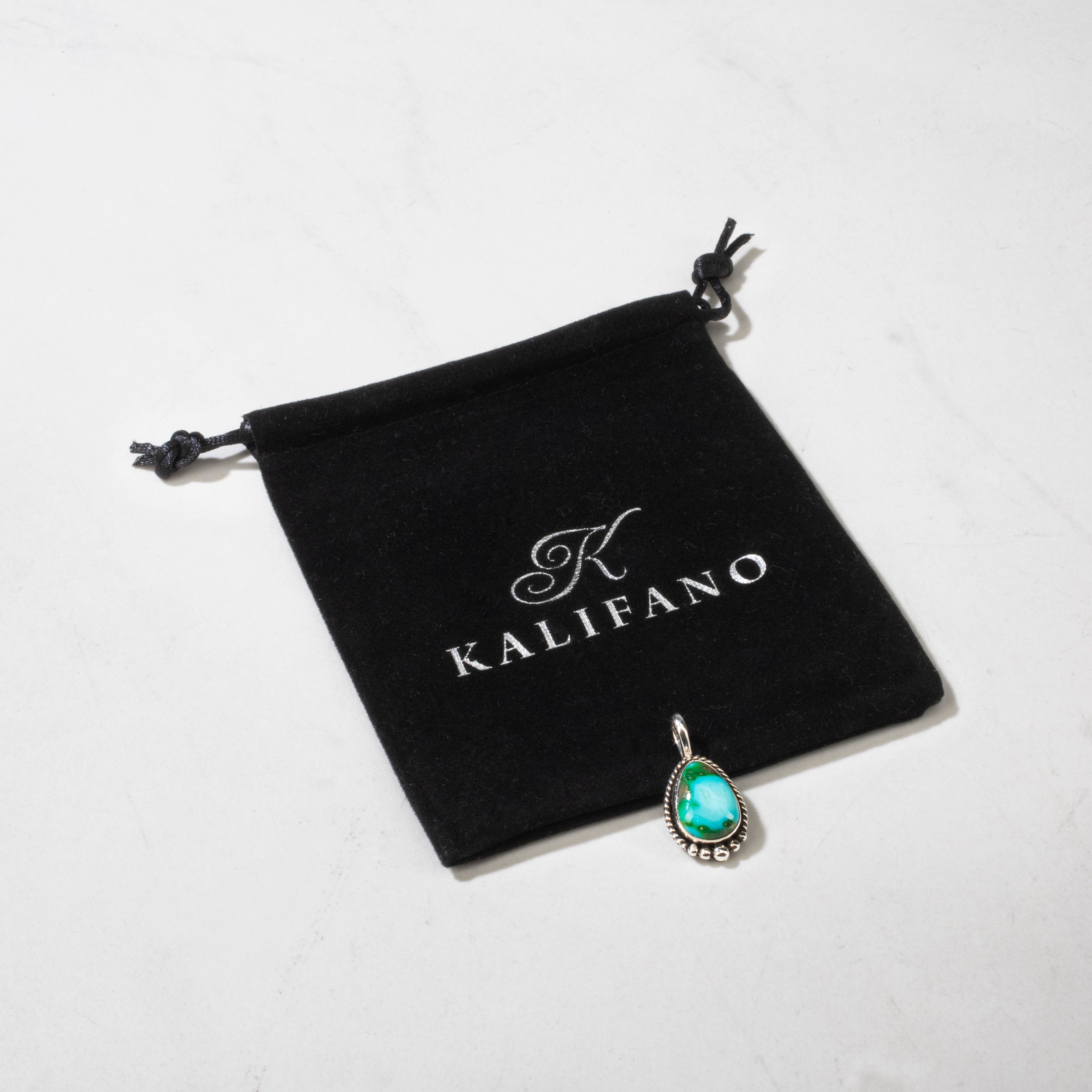 Kalifano Native American Jewelry Loretta Delgarito Sonoran Gold Turquoise Navajo USA Native American Made 925 Sterling Silver Pendant NAN900.026