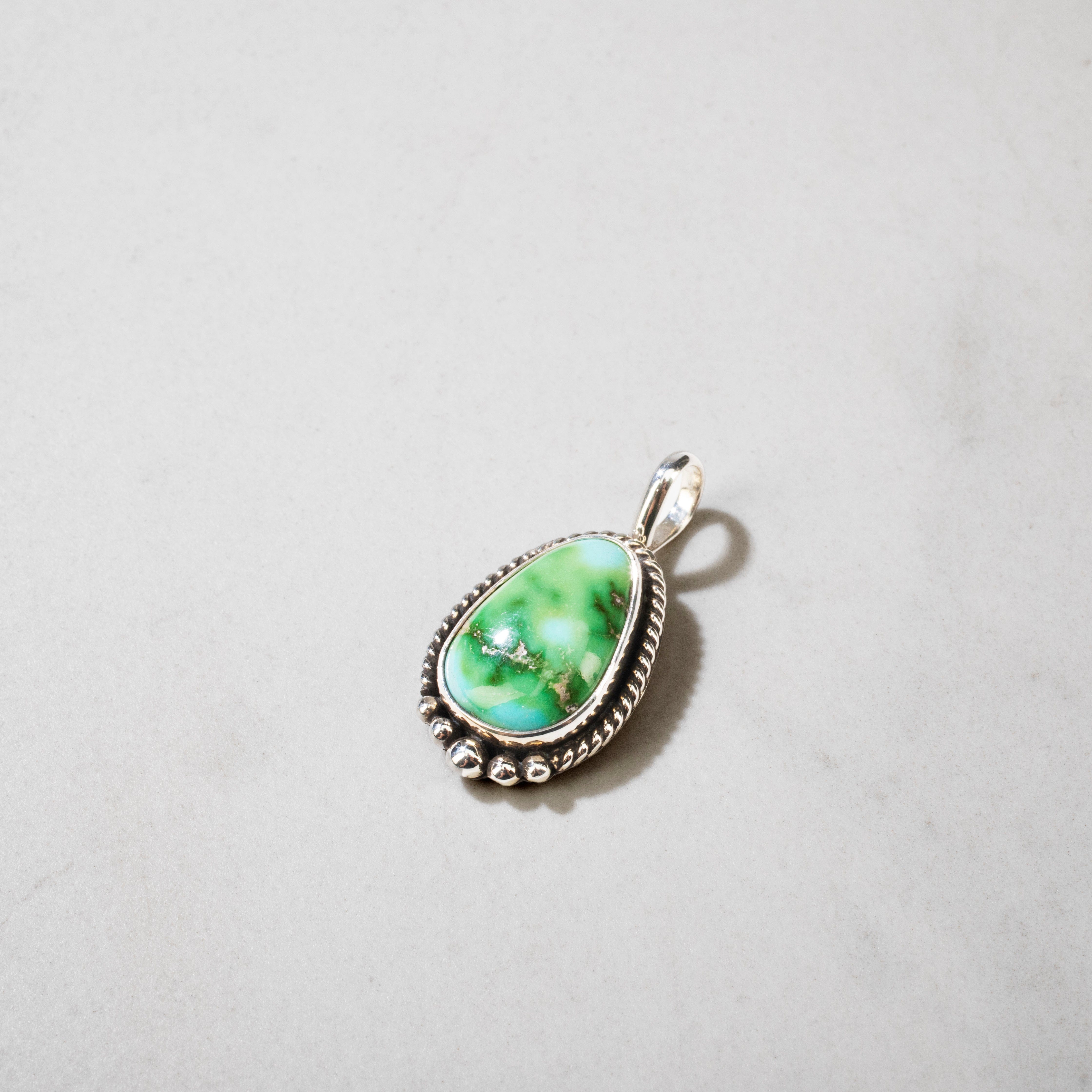 Kalifano Native American Jewelry Loretta Delgarito Sonoran Gold Turquoise Navajo USA Native American Made 925 Sterling Silver Pendant NAN900.027