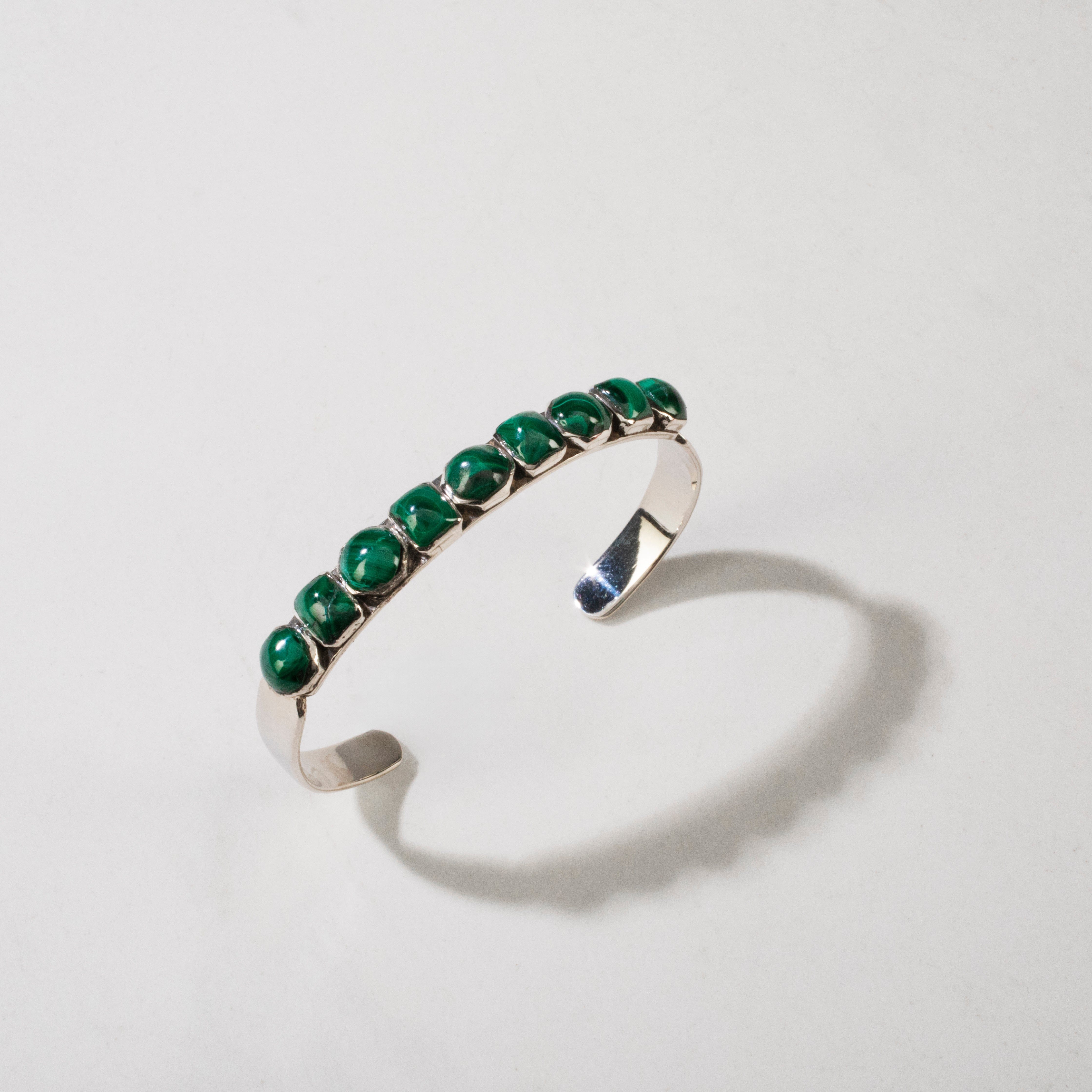 Kalifano Native American Jewelry Malachite USA Native American Made 925 Sterling Silver Cuff NAB900.055