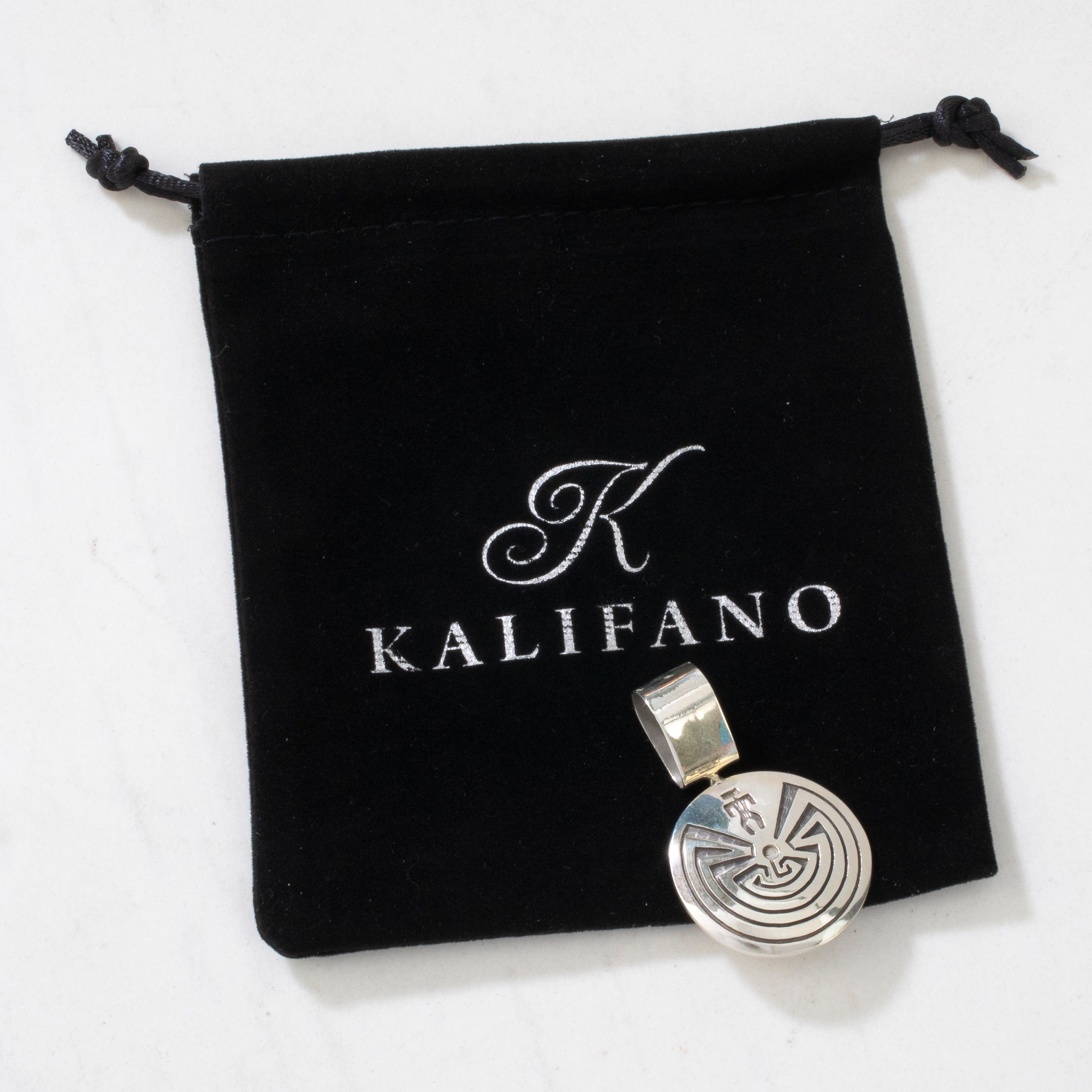Kalifano Native American Jewelry Man in Maze Hopi Reversible USA Native American Made 925 Sterling Silver Pendant NAN350.003