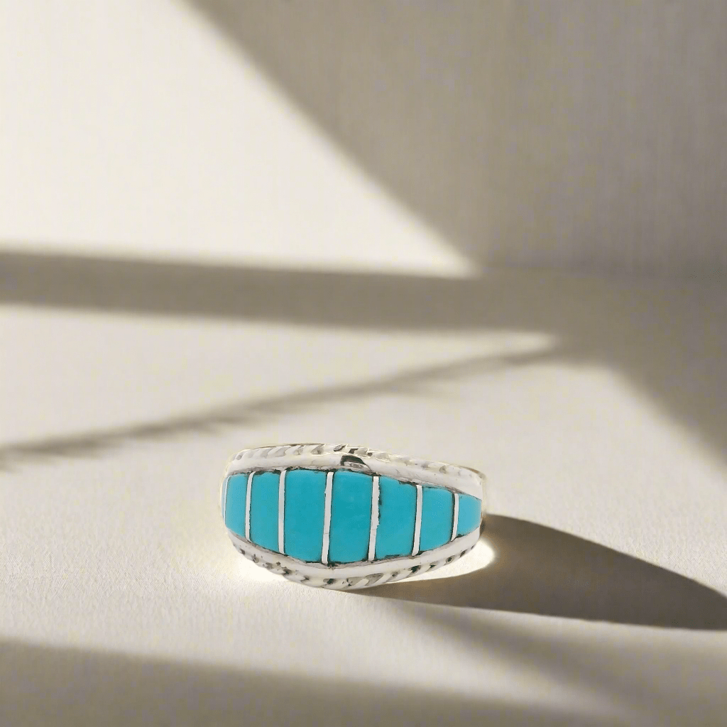 Kalifano Native American Jewelry Mira Payesnta Kingman Turquoise Zuni USA Native American Made 925 Sterling Silver Ring