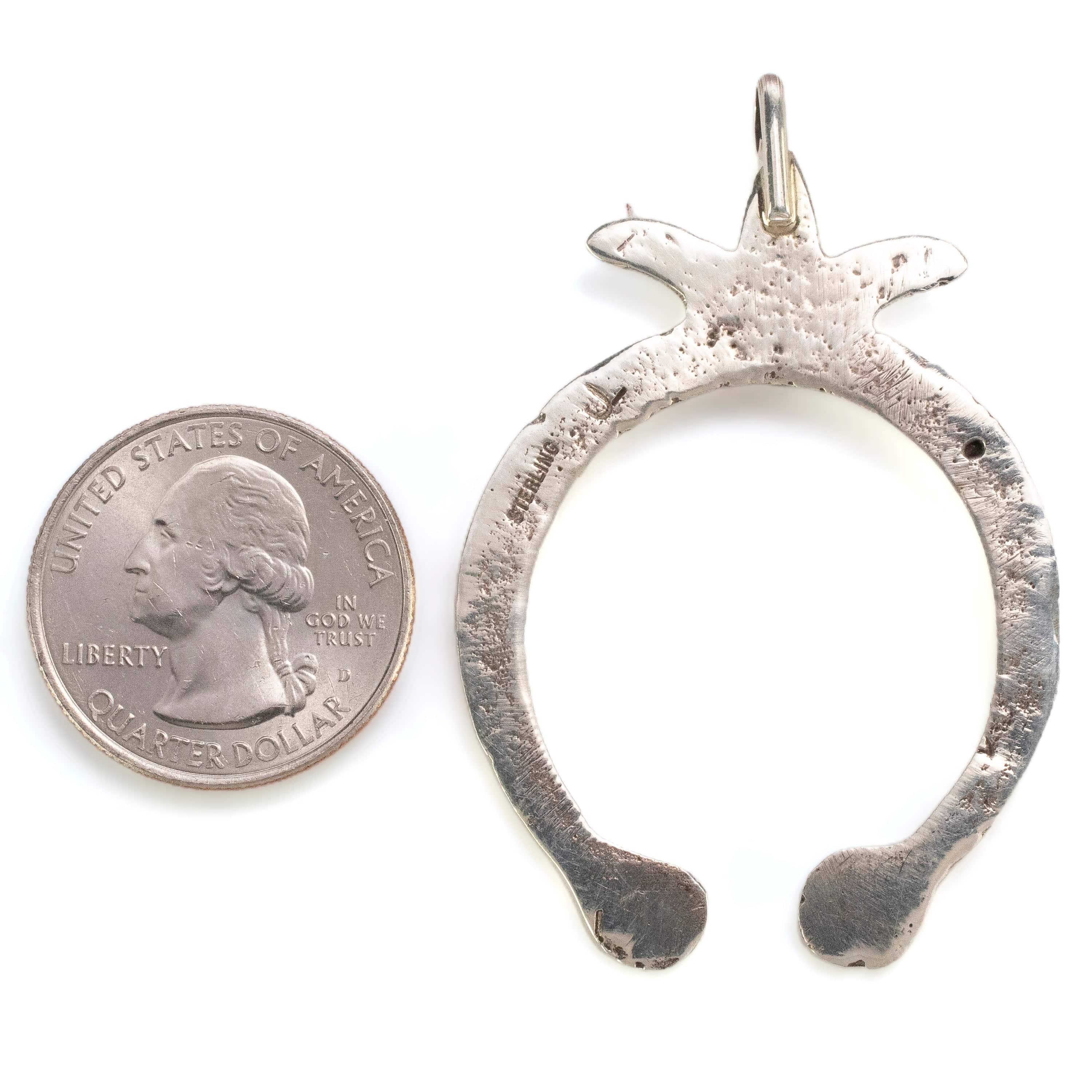 Kalifano Native American Jewelry Navajo Turquoise Naja USA Native American Made 925 Sterling Silver Pendant NAN250.001