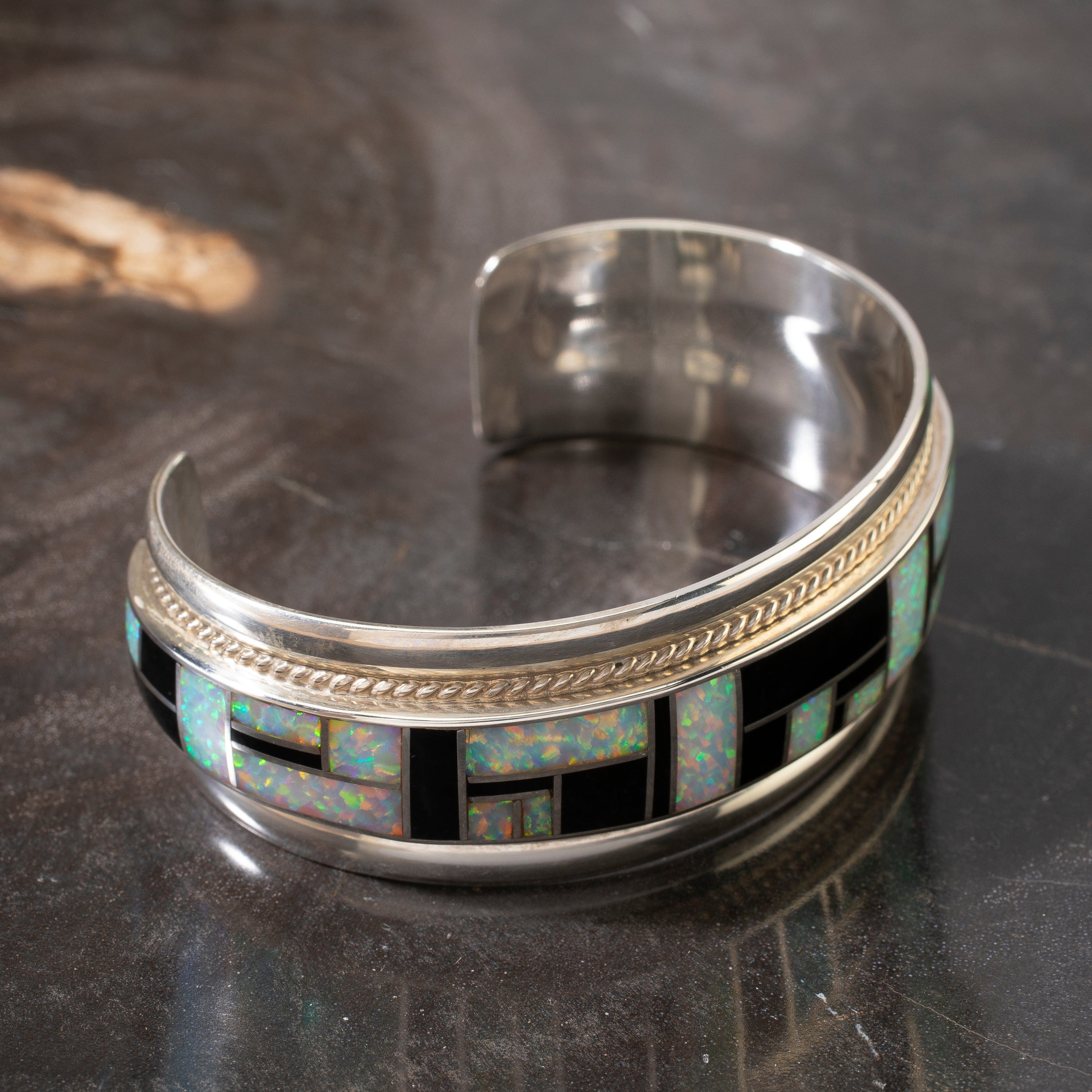 Opal discount Inlaid Silver 925 Cuff