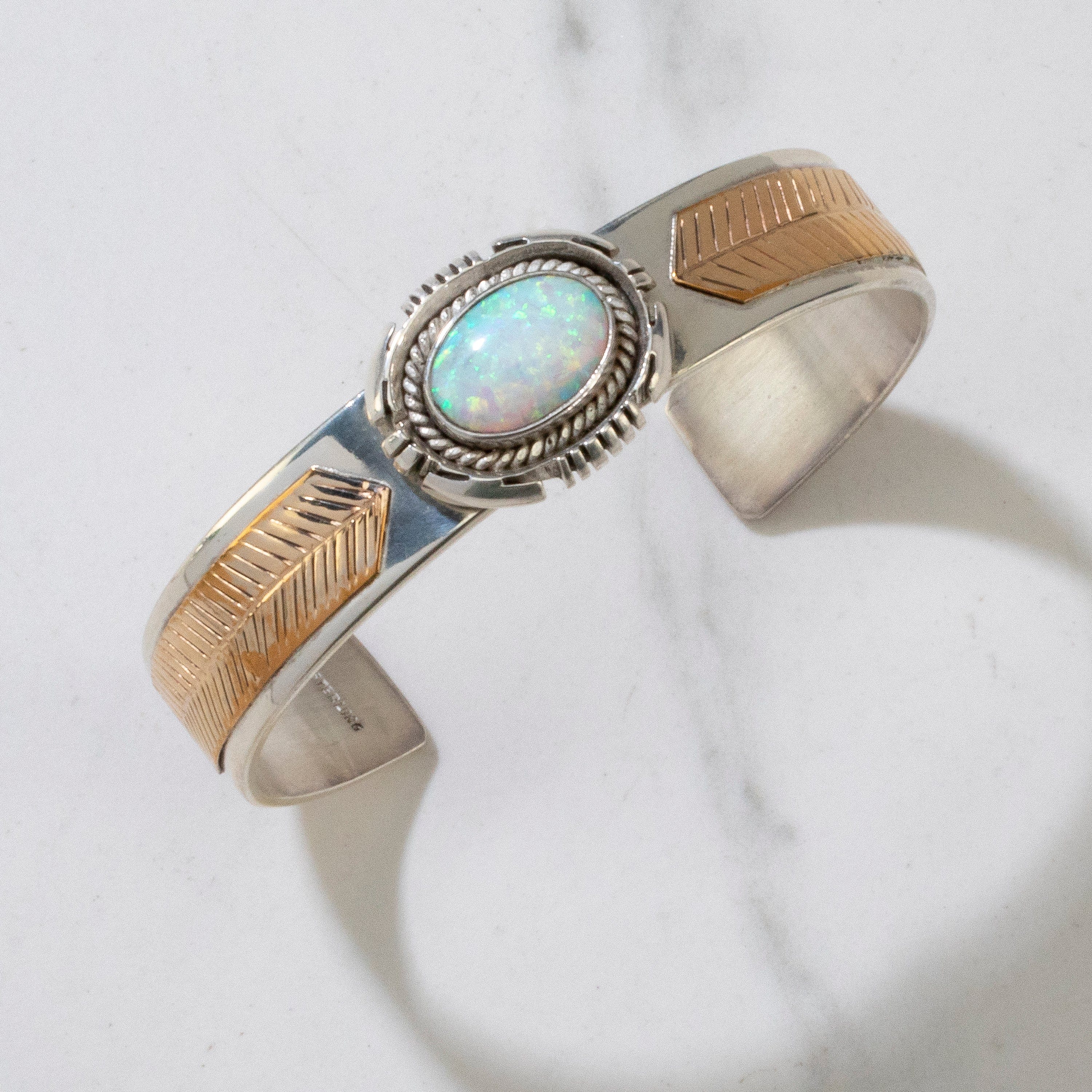 Kalifano Native American Jewelry Opal Navajo USA Native American Made 925 Sterling Silver Cuff NAB1000.019