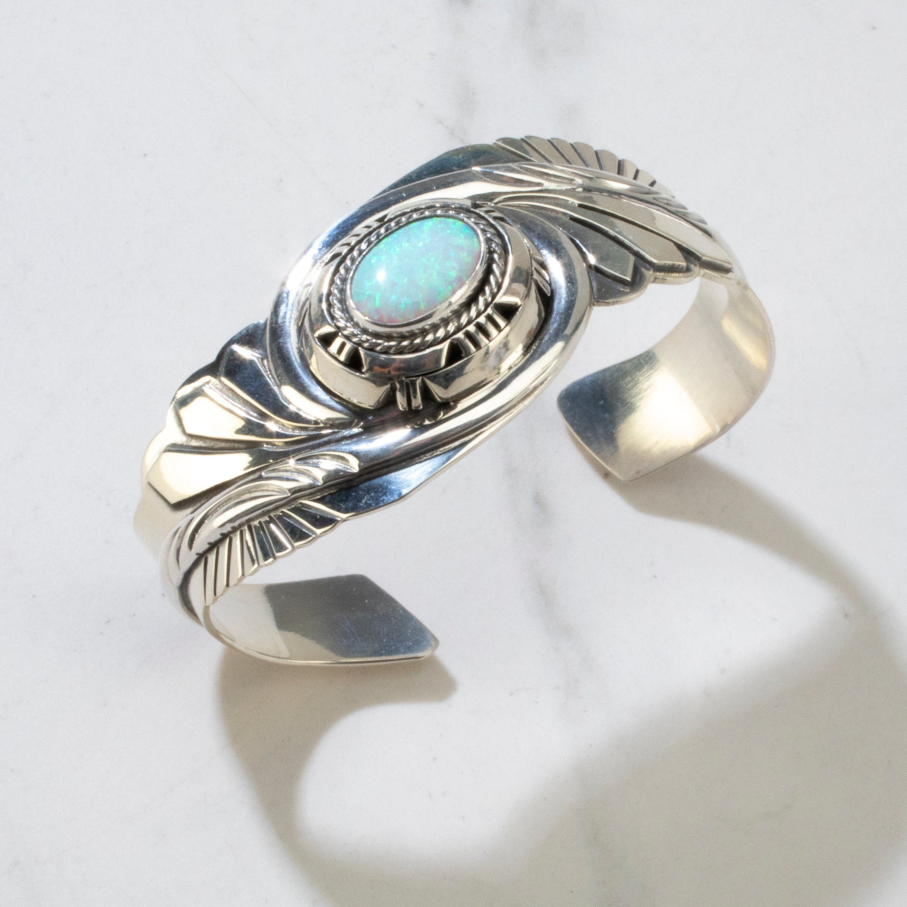 KALIFANO Authentic Opal Navajo USA Native Made 925 Silver Cuff