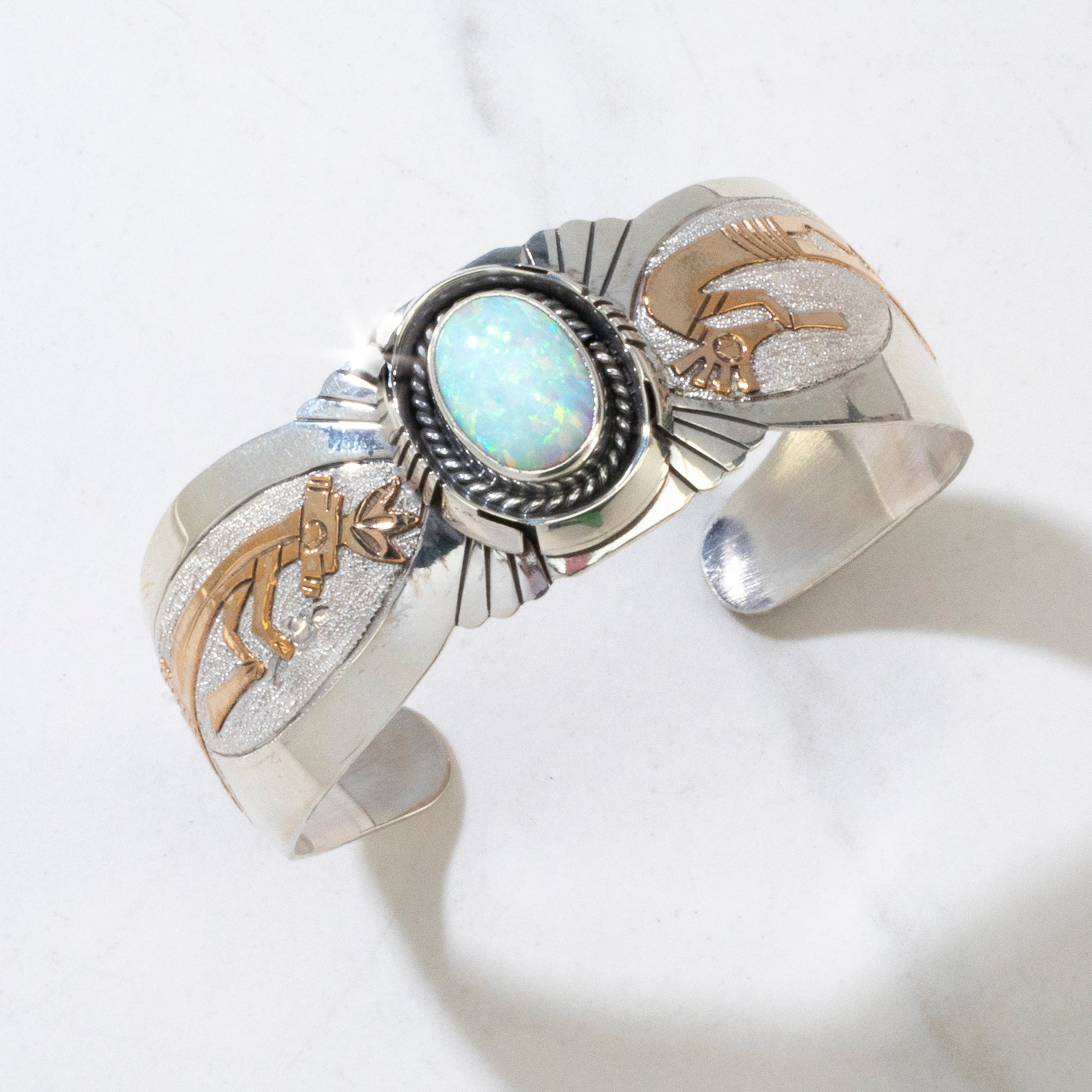 Kalifano Native American Jewelry Opal Navajo USA Native American Made 925 Sterling Silver Cuff NAB900.047