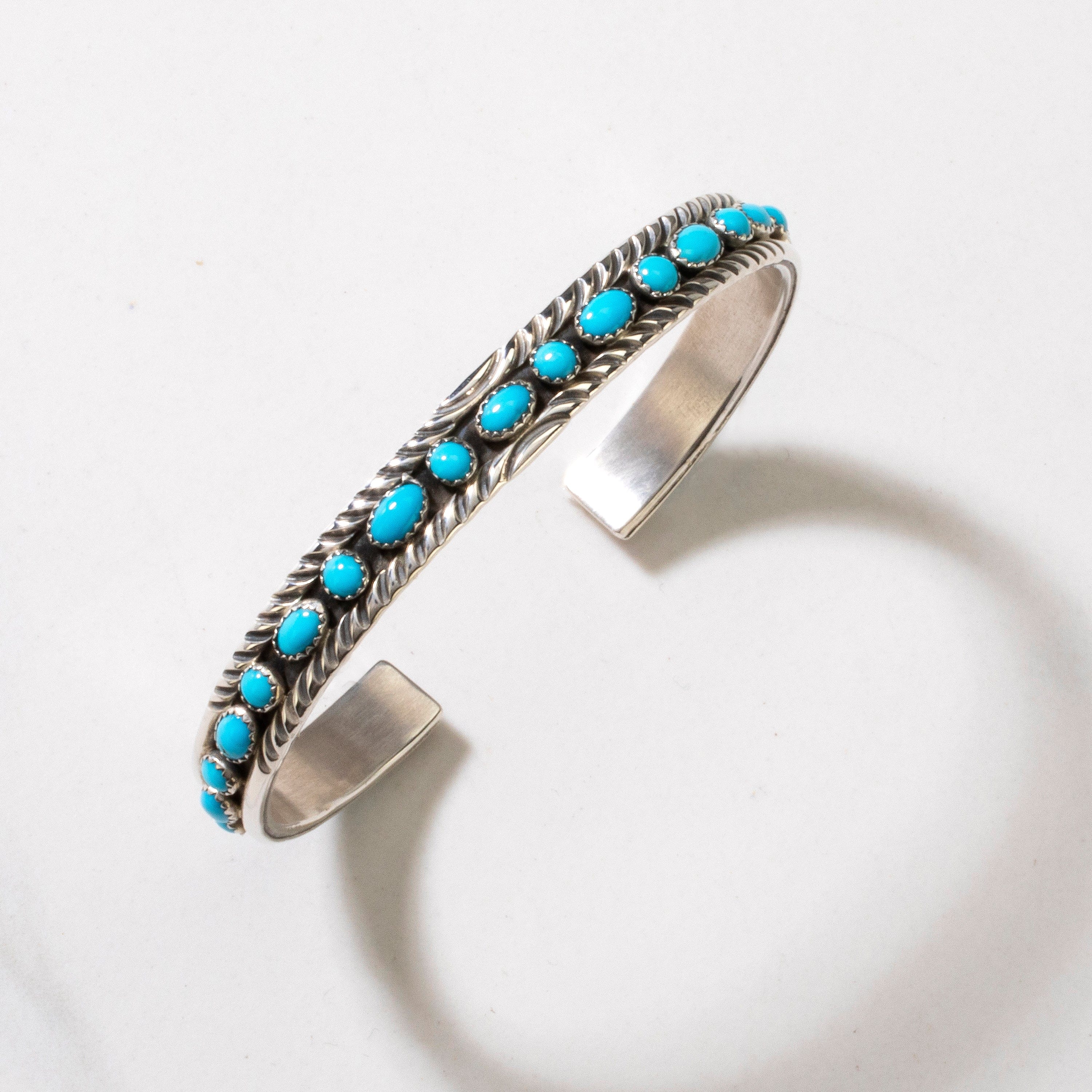 Kalifano Native American Jewelry Patrick Yazzie Navajo Sleeping Beauty Turquoise USA Native American Made 925 Sterling Silver Cuff NAB1200.021