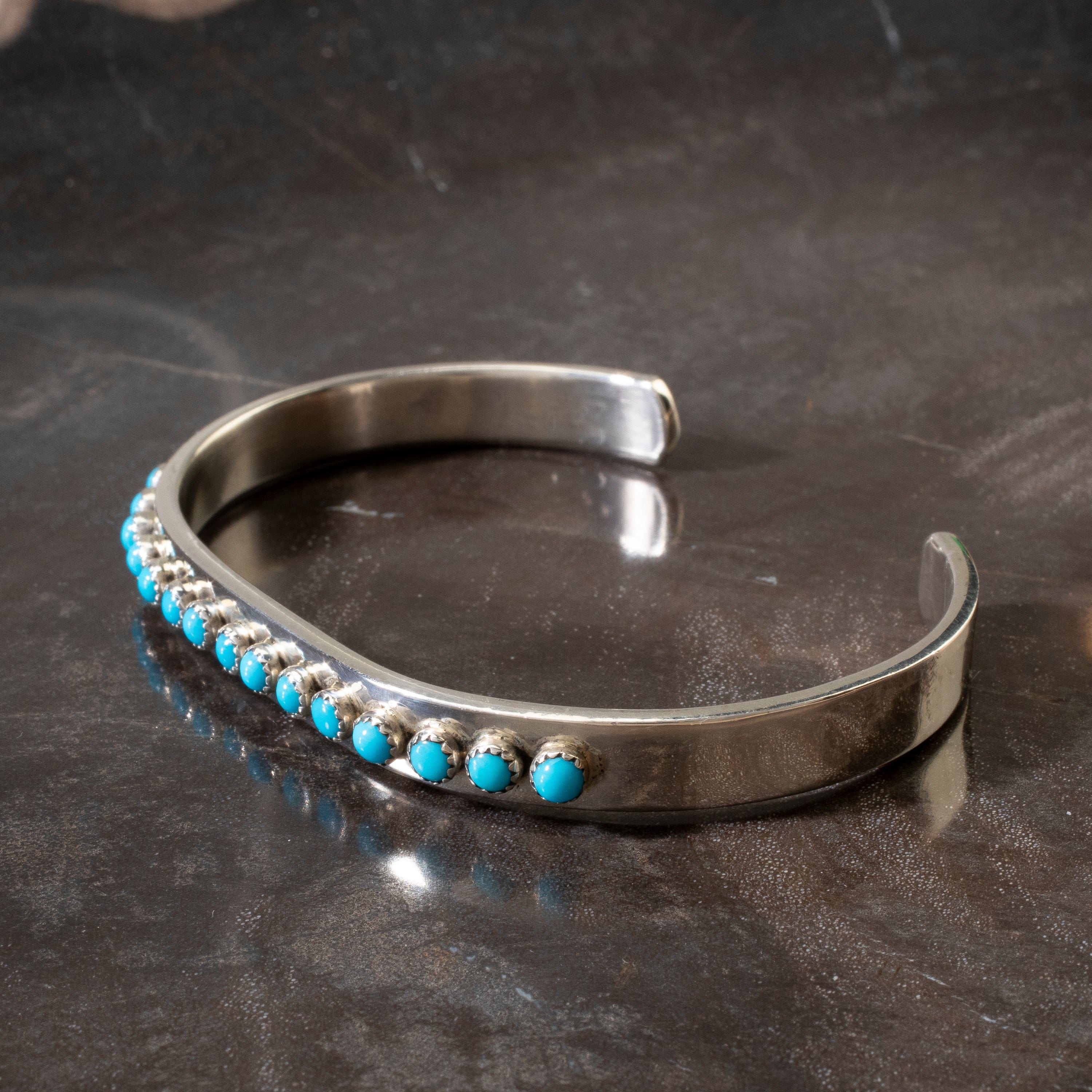 Kalifano Native American Jewelry Patrick Yazzie Navajo Sleeping Beauty Turquoise USA Native American Made 925 Sterling Silver Cuff NAB700.002