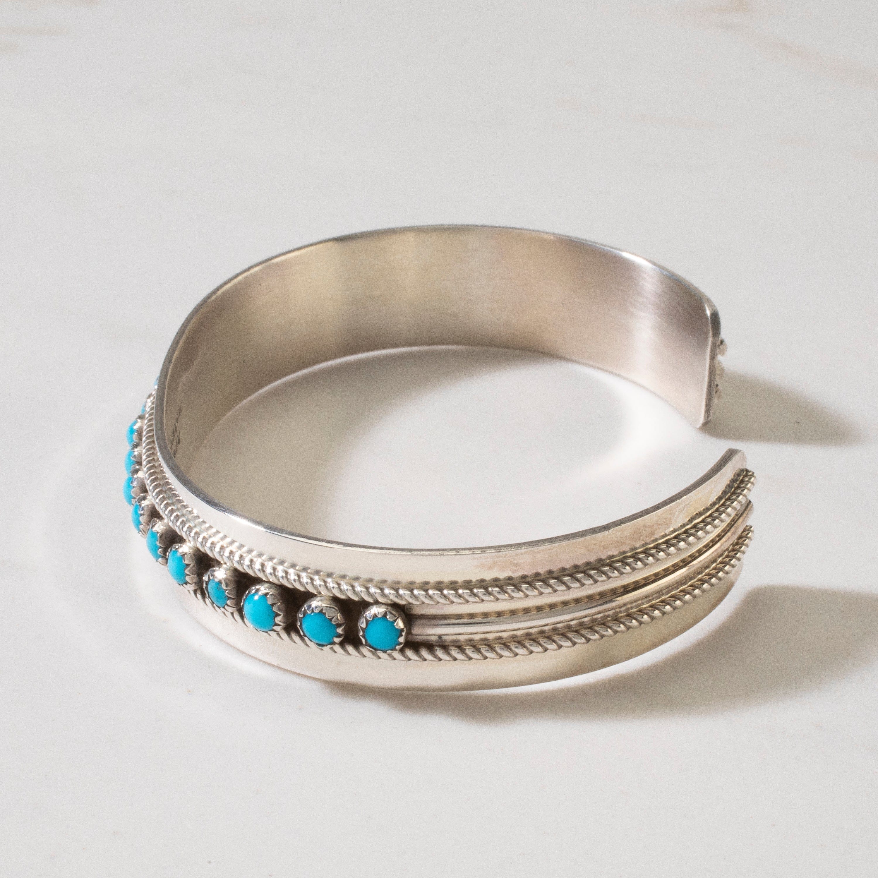 Kalifano Native American Jewelry Patrick Yazzie Navajo Sleeping Beauty Turquoise USA Native American Made 925 Sterling Silver Cuff NAB900.010