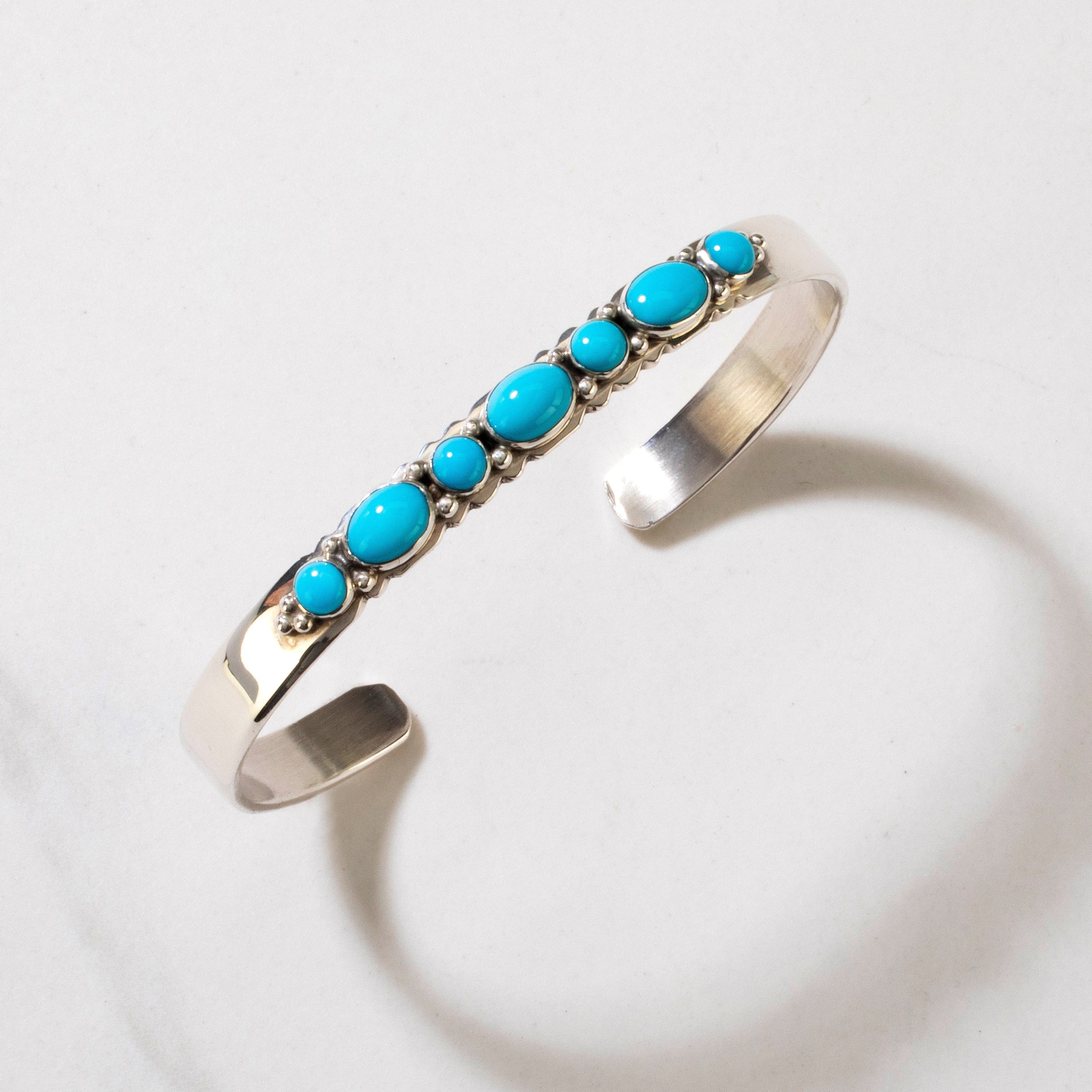 Kalifano Native American Jewelry Patrick Yazzie Sleeping Beauty Turquoise Navajo USA Native American Made 925 Sterling Silver Cuff NAB700.003