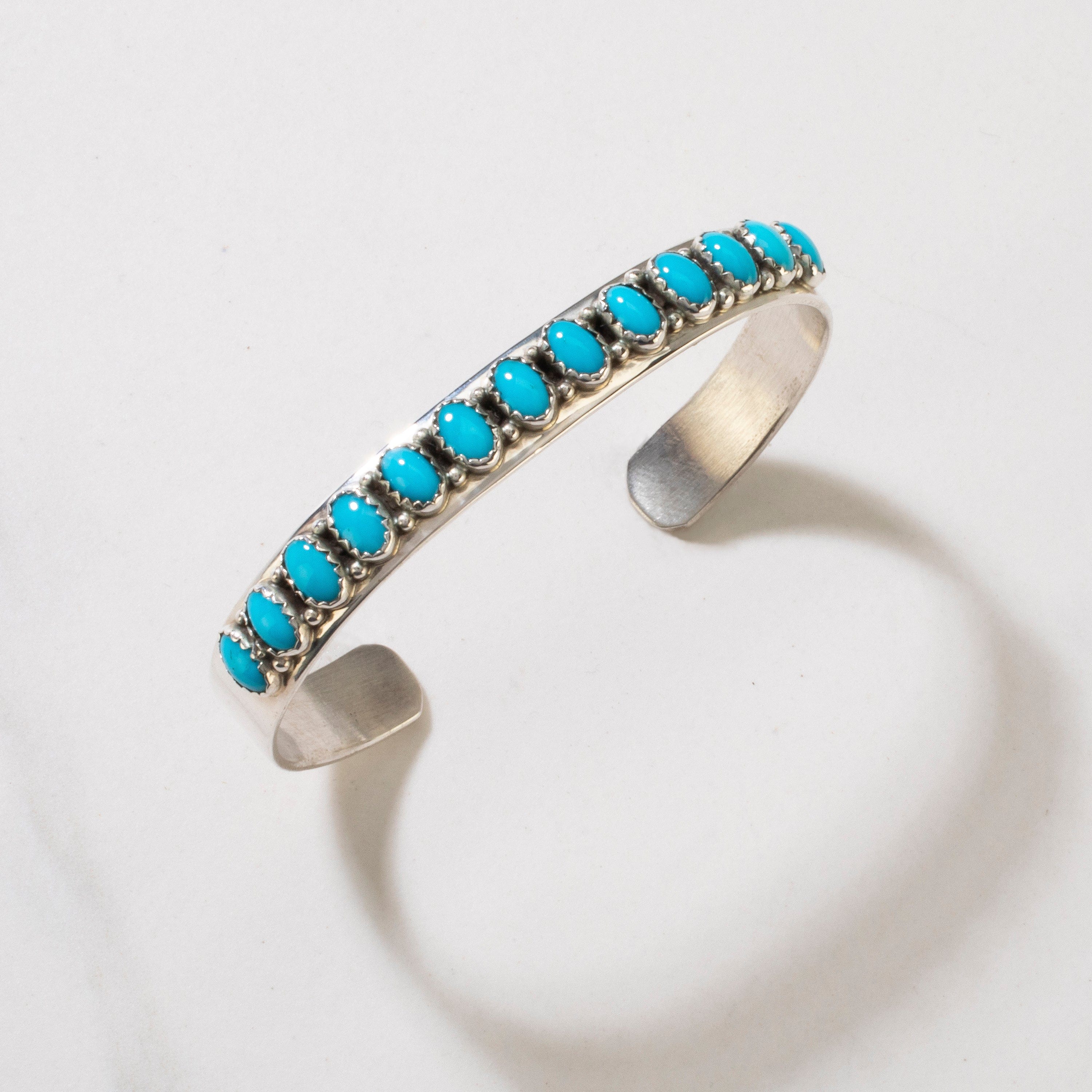 Kalifano Native American Jewelry Patrick Yazzie Sleeping Beauty Turquoise Navajo USA Native American Made 925 Sterling Silver Cuff NAB800.014