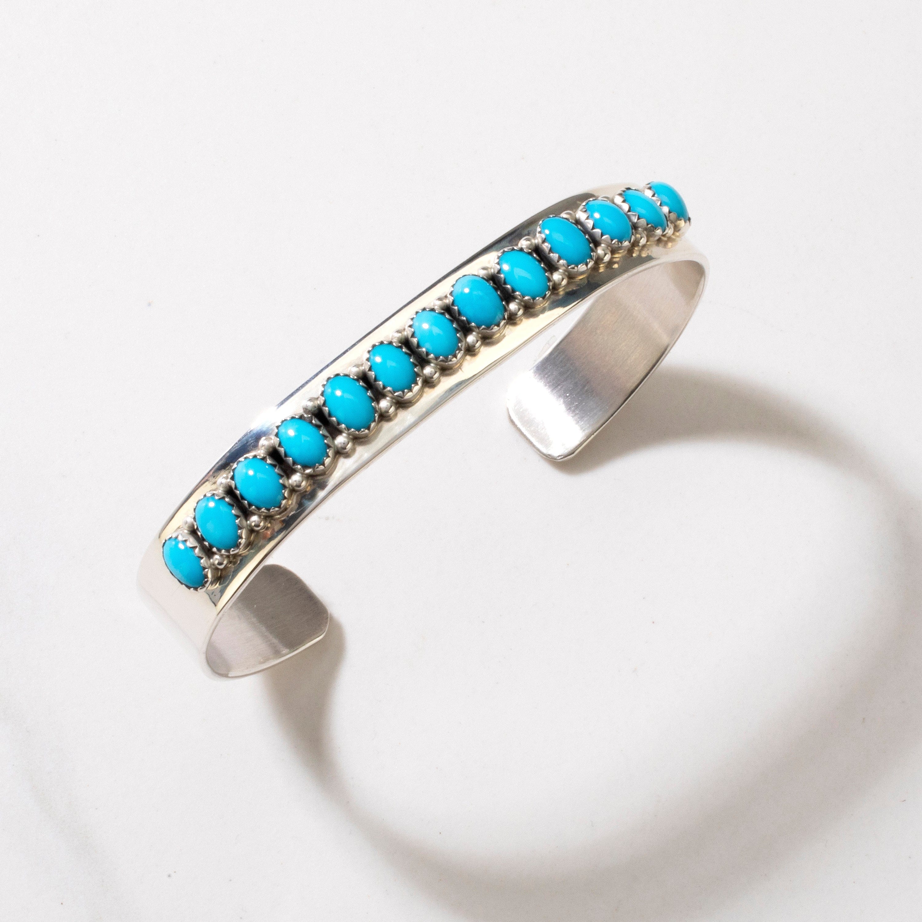 Kalifano Native American Jewelry Patrick Yazzie Sleeping Beauty Turquoise Navajo USA Native American Made 925 Sterling Silver Cuff NAB900.012