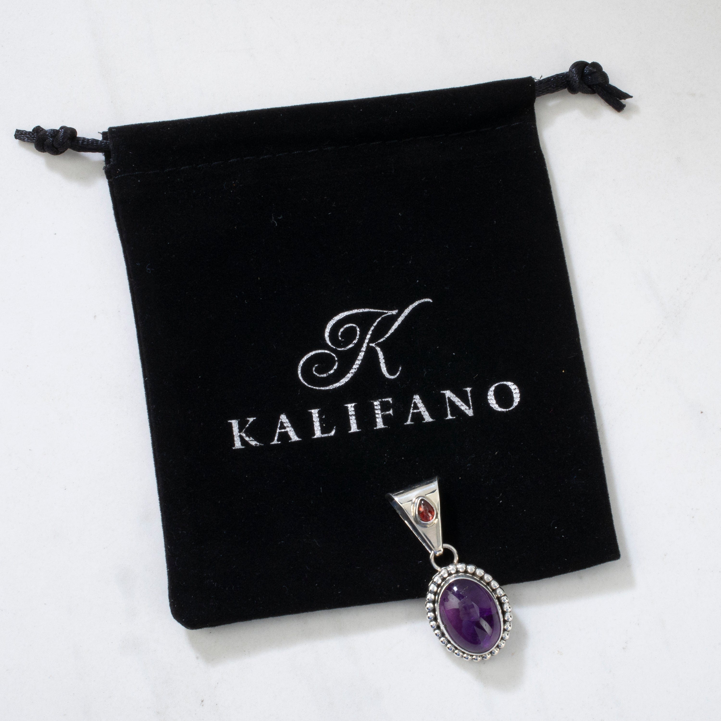 Kalifano Native American Jewelry Paul Livingston Amethyst & Citrine Navajo USA Native American Made 925 Sterling Silver Pendant NAN400.016