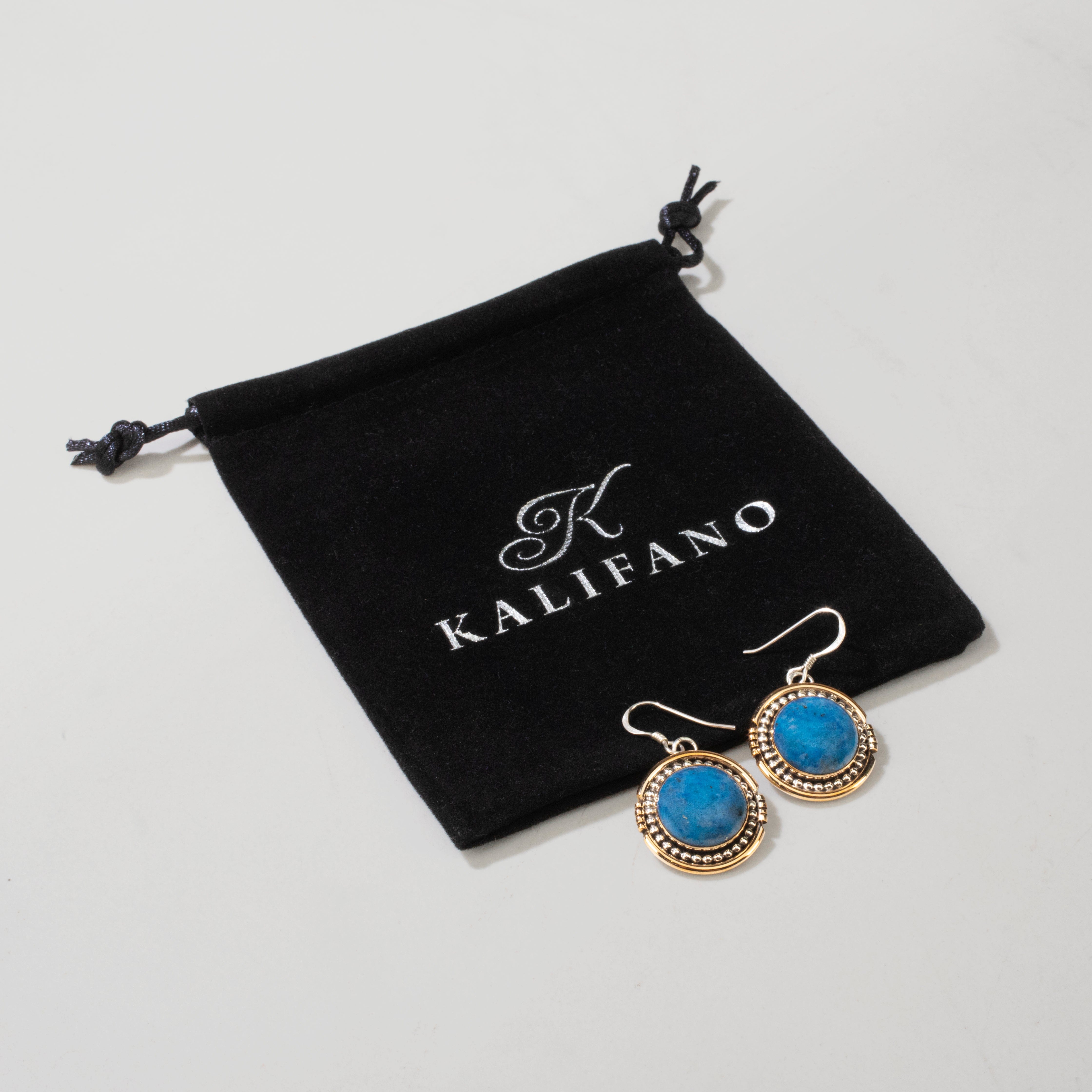 Kalifano Native American Jewelry Ray Begay Lapis Navajo USA Native American Made 925 Sterling Silver & 12K Gold Filled Earrings with French Hook NAE500.017