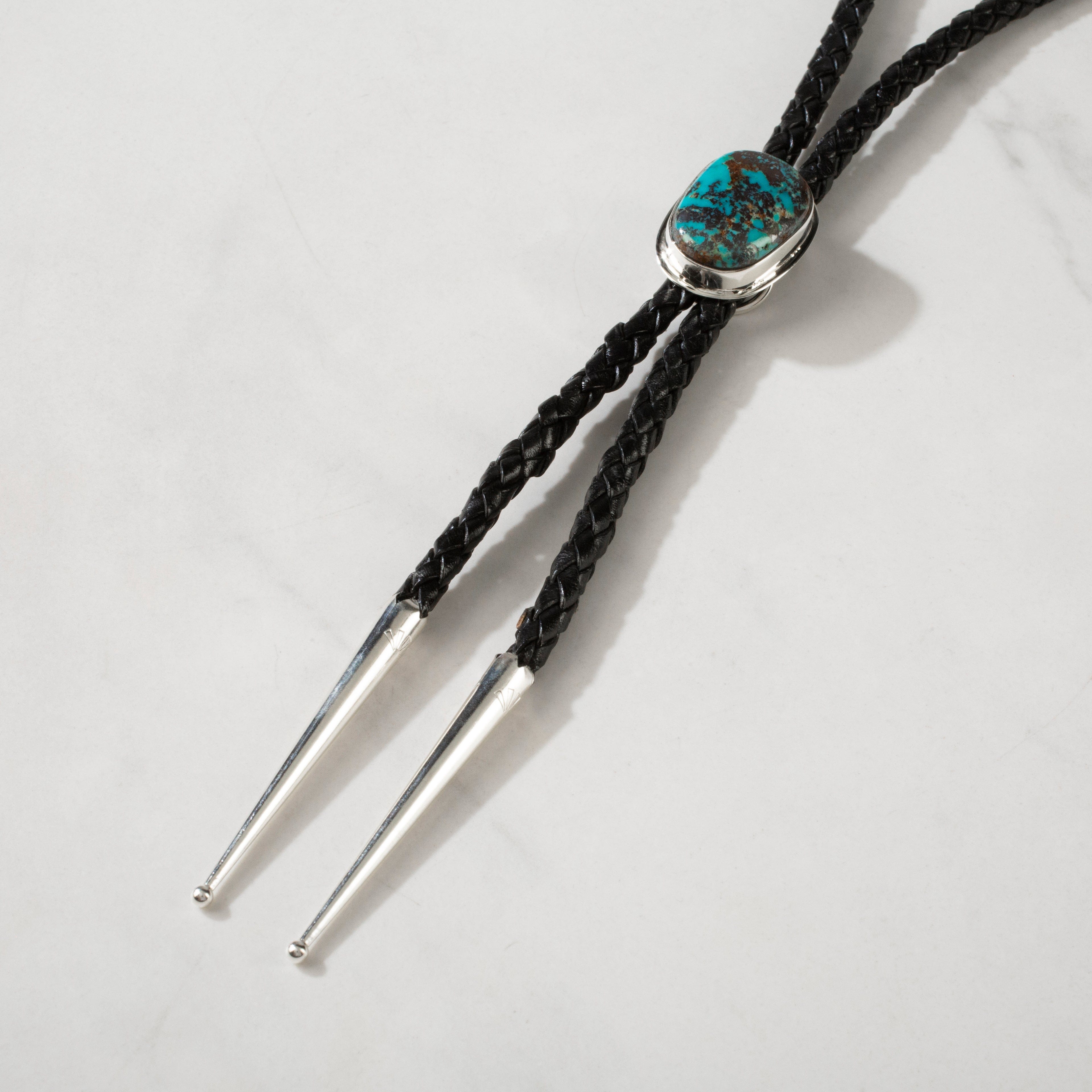 Kalifano Native American Jewelry Red Skin Turquoise 925 Sterling Silver USA Native American Made Bolo Tie NABT2450.001