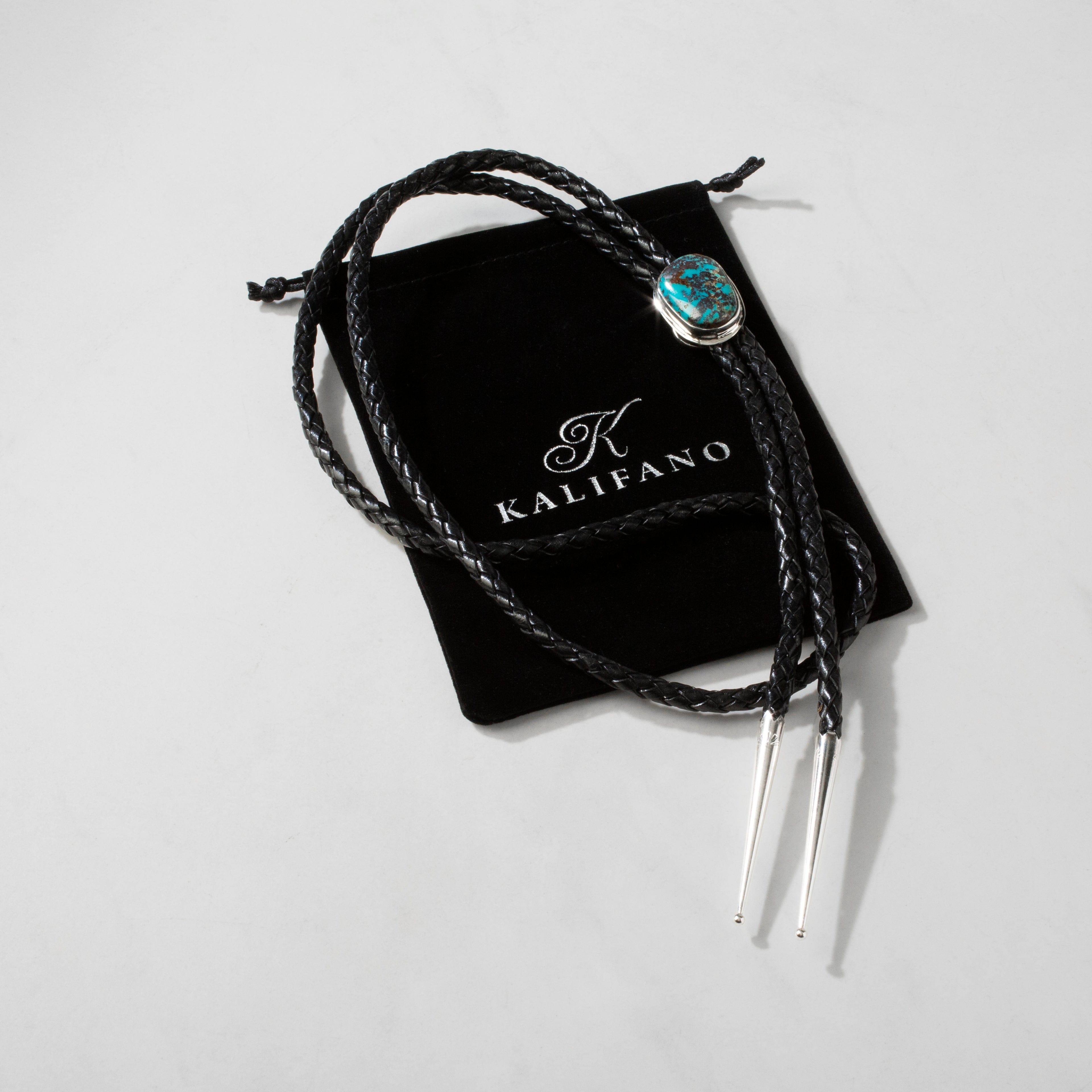 Kalifano Native American Jewelry Red Skin Turquoise 925 Sterling Silver USA Native American Made Bolo Tie NABT2450.001