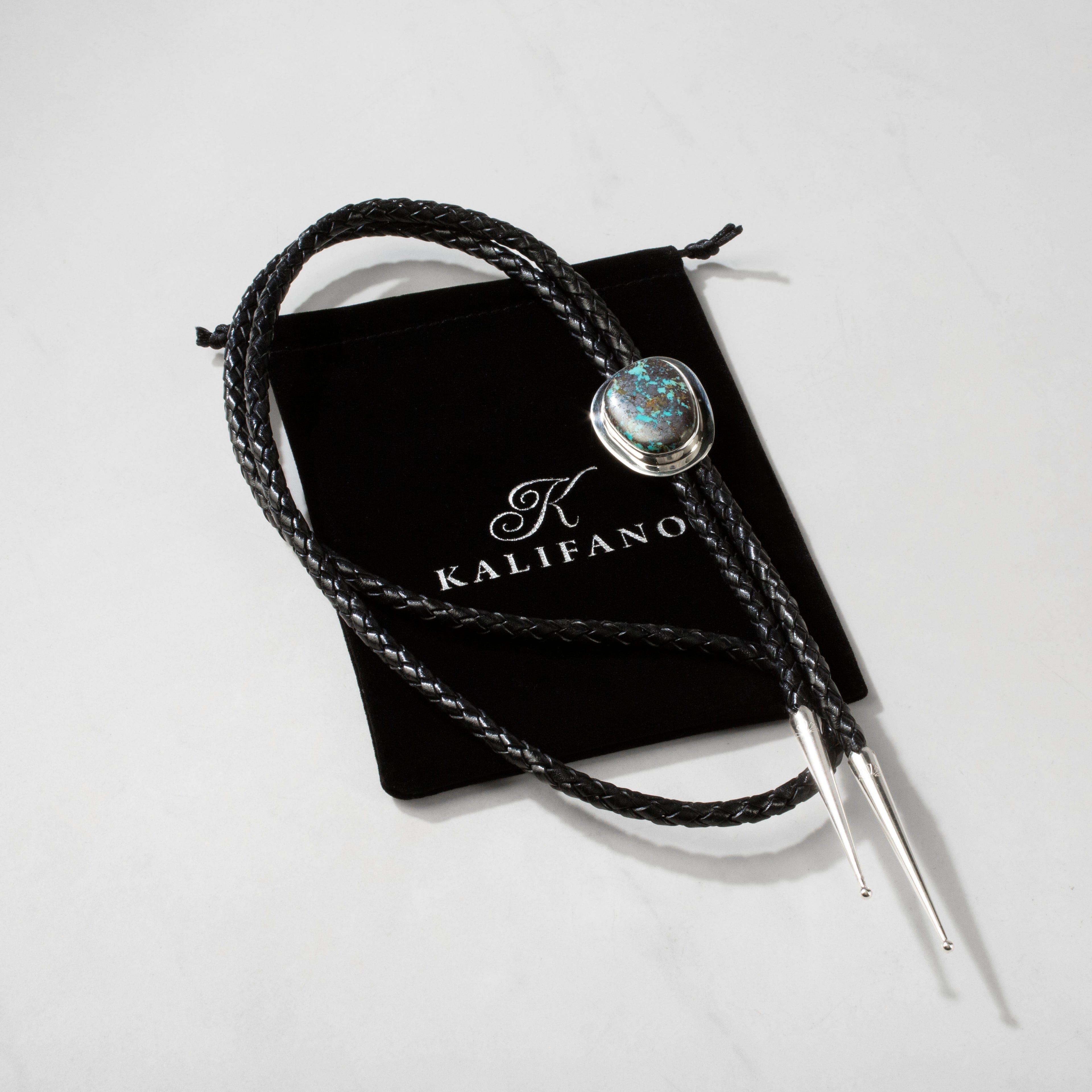 Kalifano Native American Jewelry Red Skin Turquoise 925 Sterling Silver USA Native American Made Bolo Tie NABT2950.001