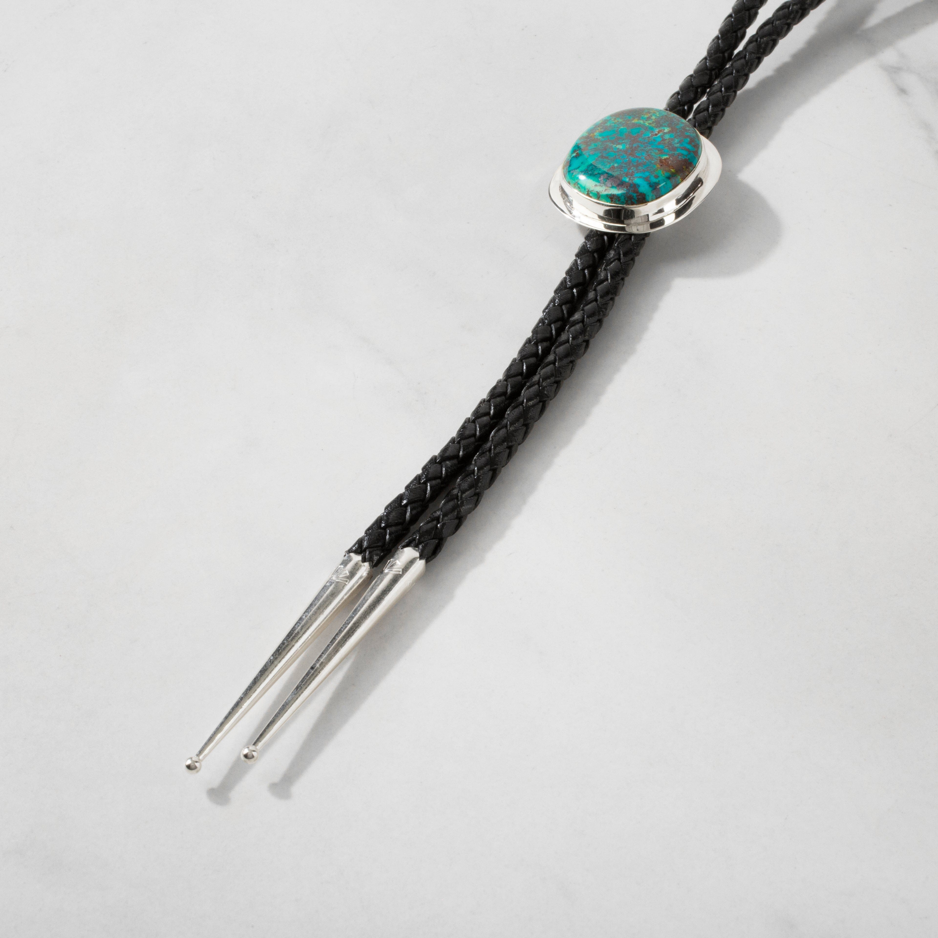 Kalifano Native American Jewelry Red Skin Turquoise 925 Sterling Silver USA Native American Made Bolo Tie NABT3650.001