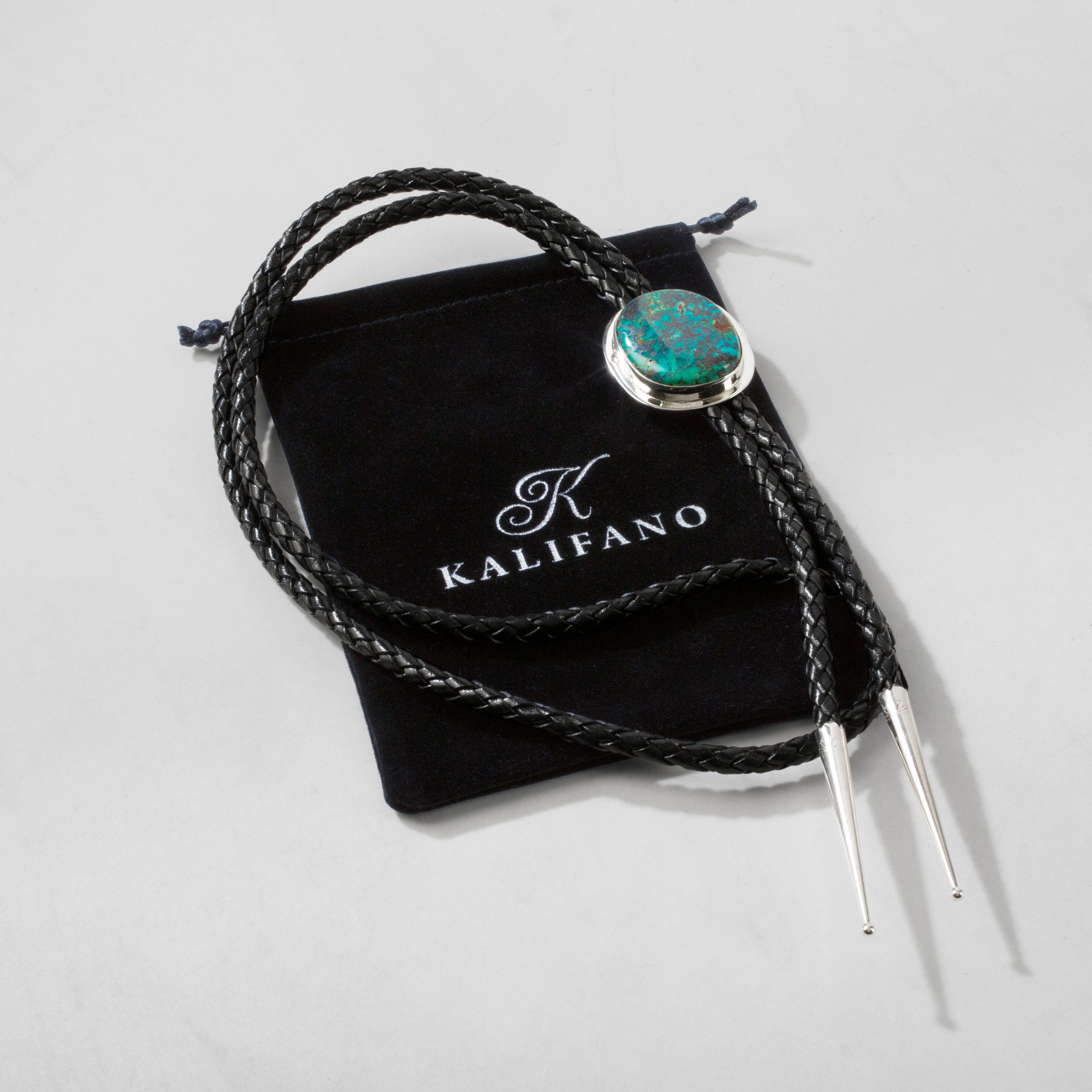 Kalifano Native American Jewelry Red Skin Turquoise 925 Sterling Silver USA Native American Made Bolo Tie NABT3650.001