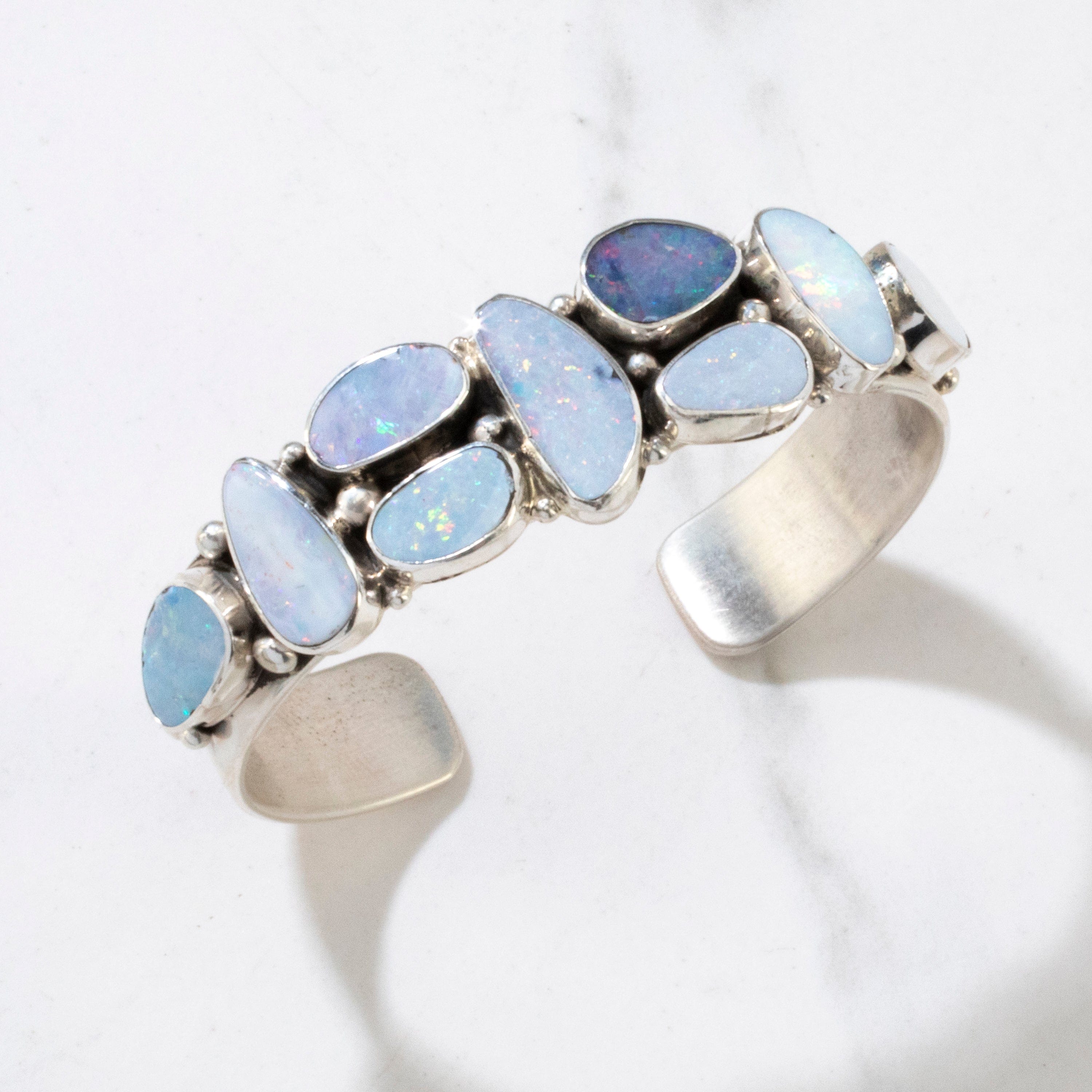 Kalifano Native American Jewelry Richard Long Sr. Opal Navajo USA Native American Made 925 Sterling Silver Cuff NAB1200.051